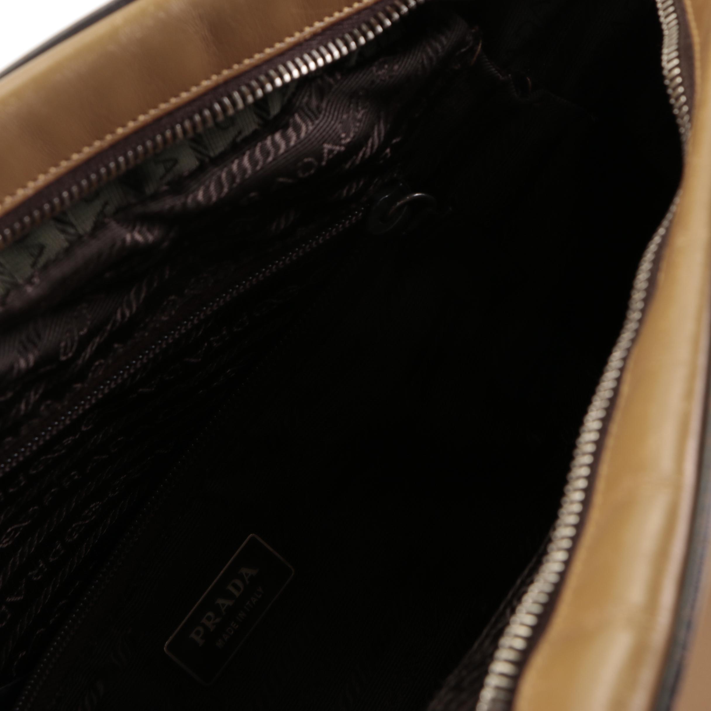 Prada Bowler Bag in Easy Calf Leather with Contrast Stitching