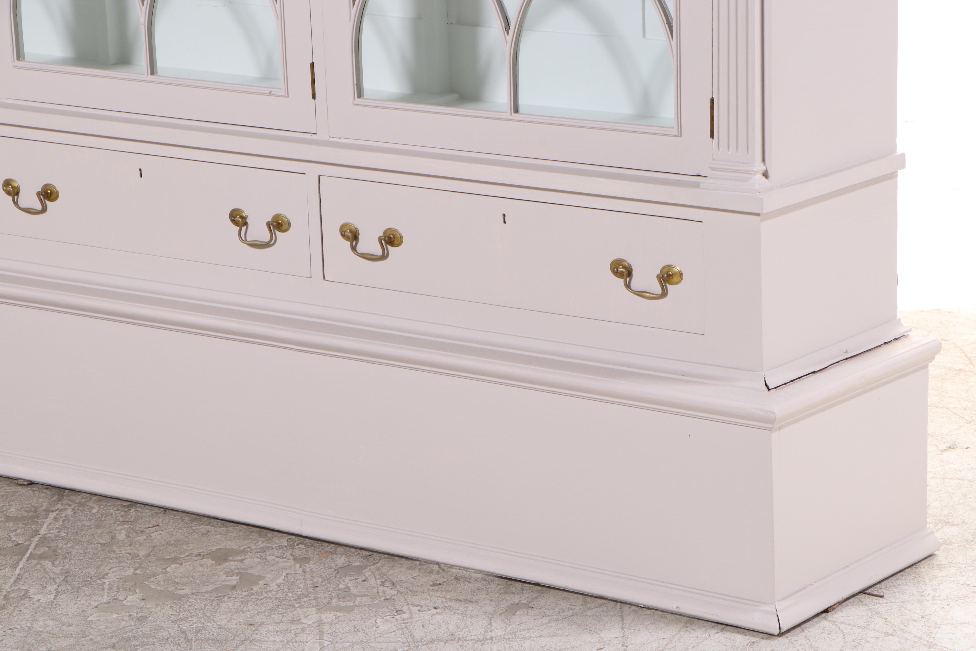 Large-Scale Hepplewhite Style Painted Bookcase/Display Cabinet, Mid-20th Century