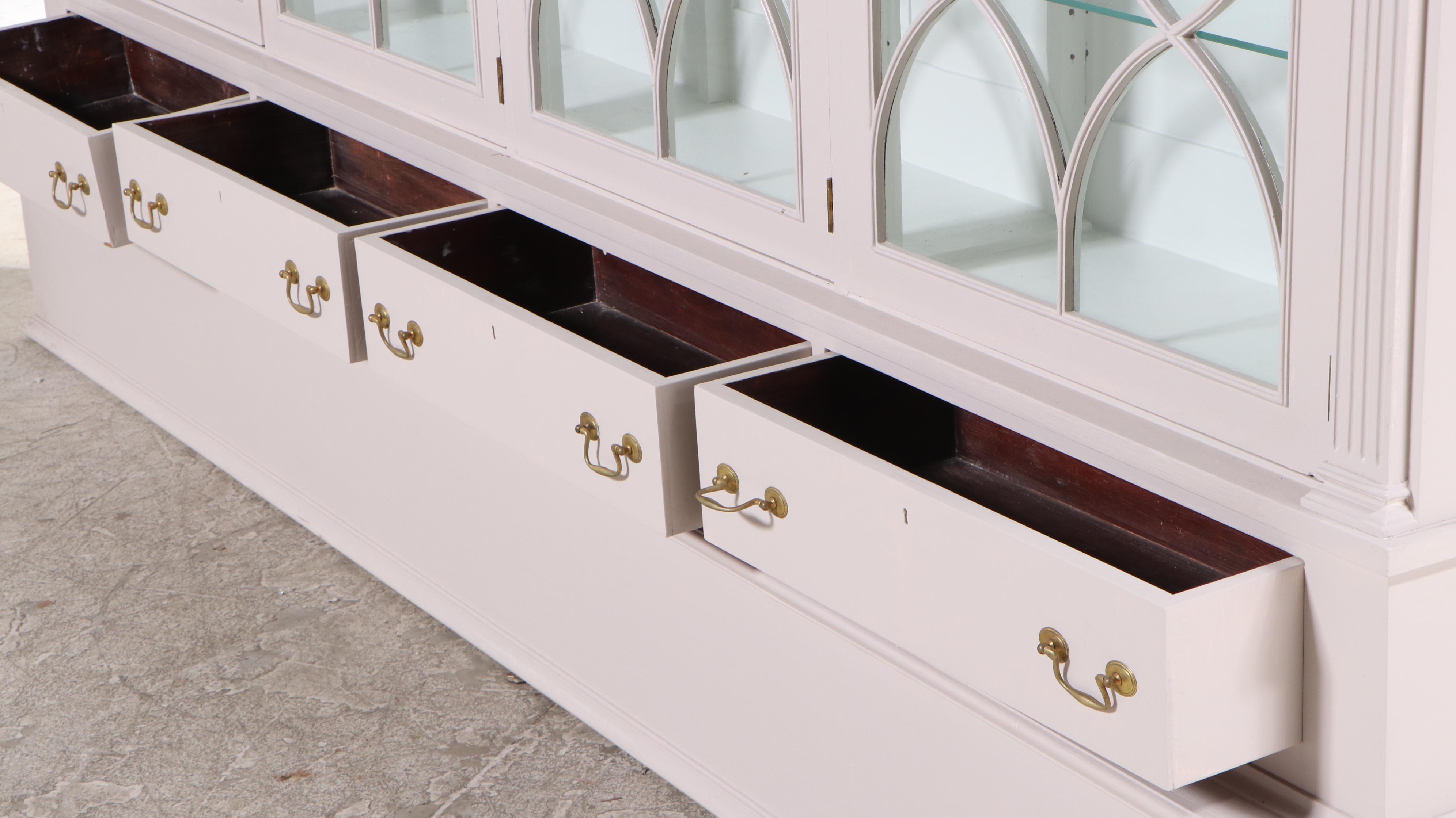 Large-Scale Hepplewhite Style Painted Bookcase/Display Cabinet, Mid-20th Century