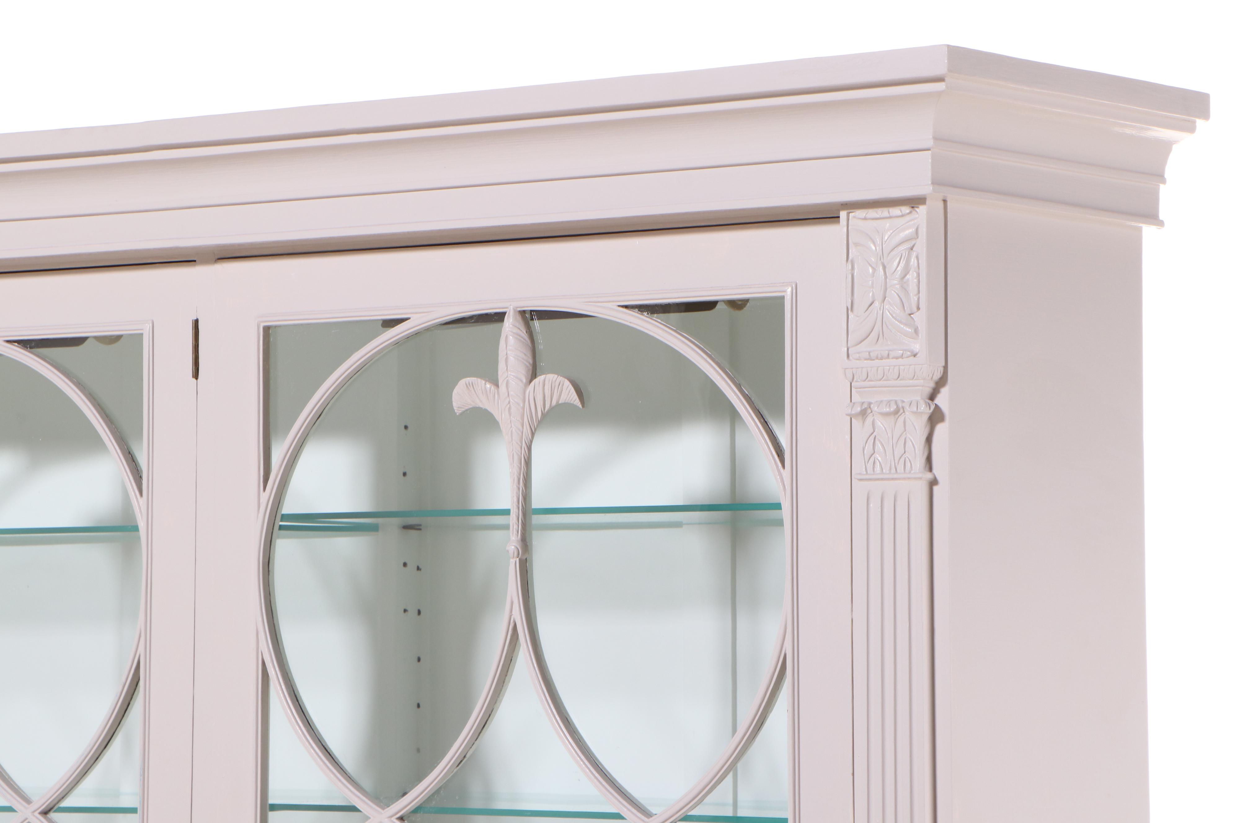 Large-Scale Hepplewhite Style Painted Bookcase/Display Cabinet, Mid-20th Century
