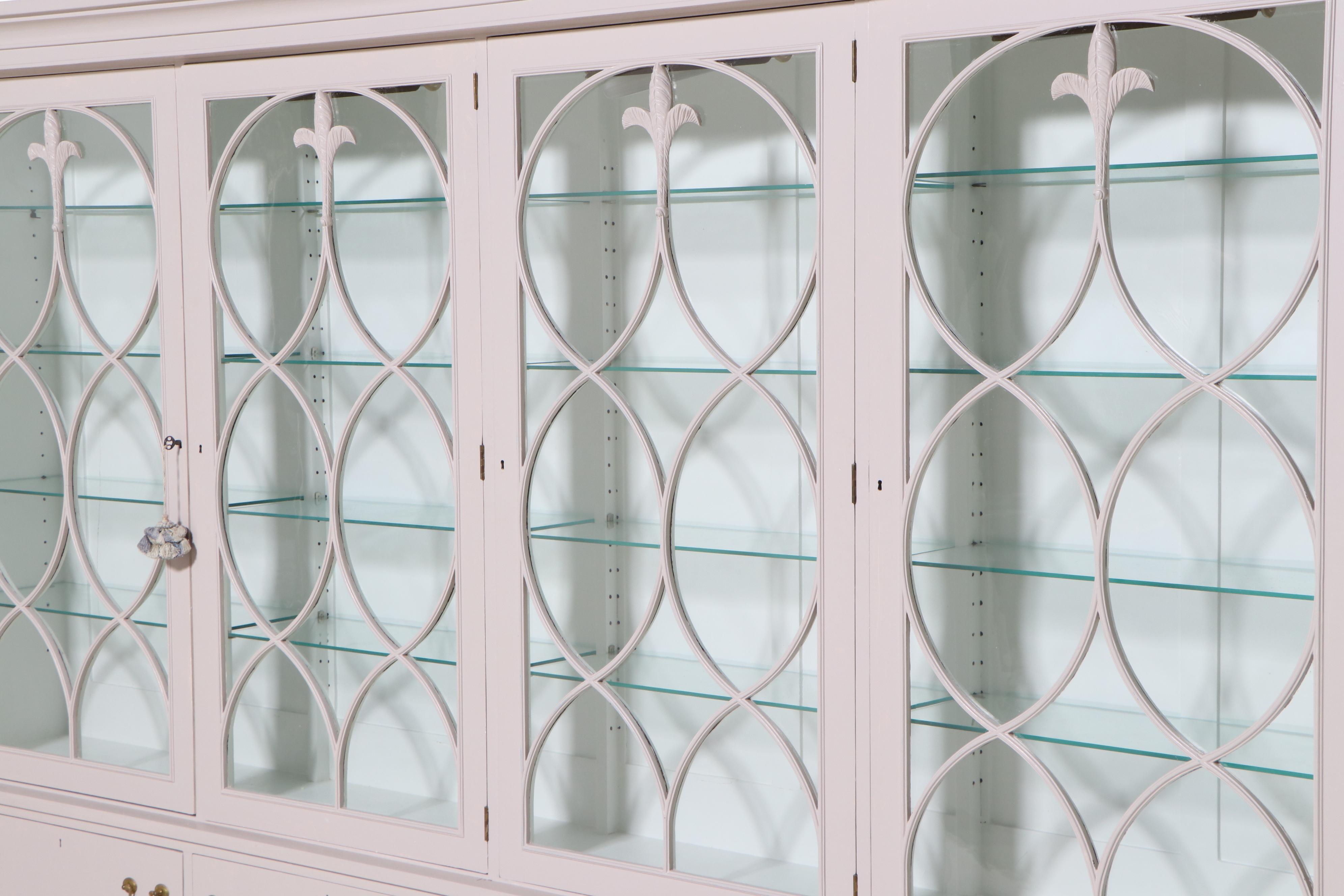 Large-Scale Hepplewhite Style Painted Bookcase/Display Cabinet, Mid-20th Century