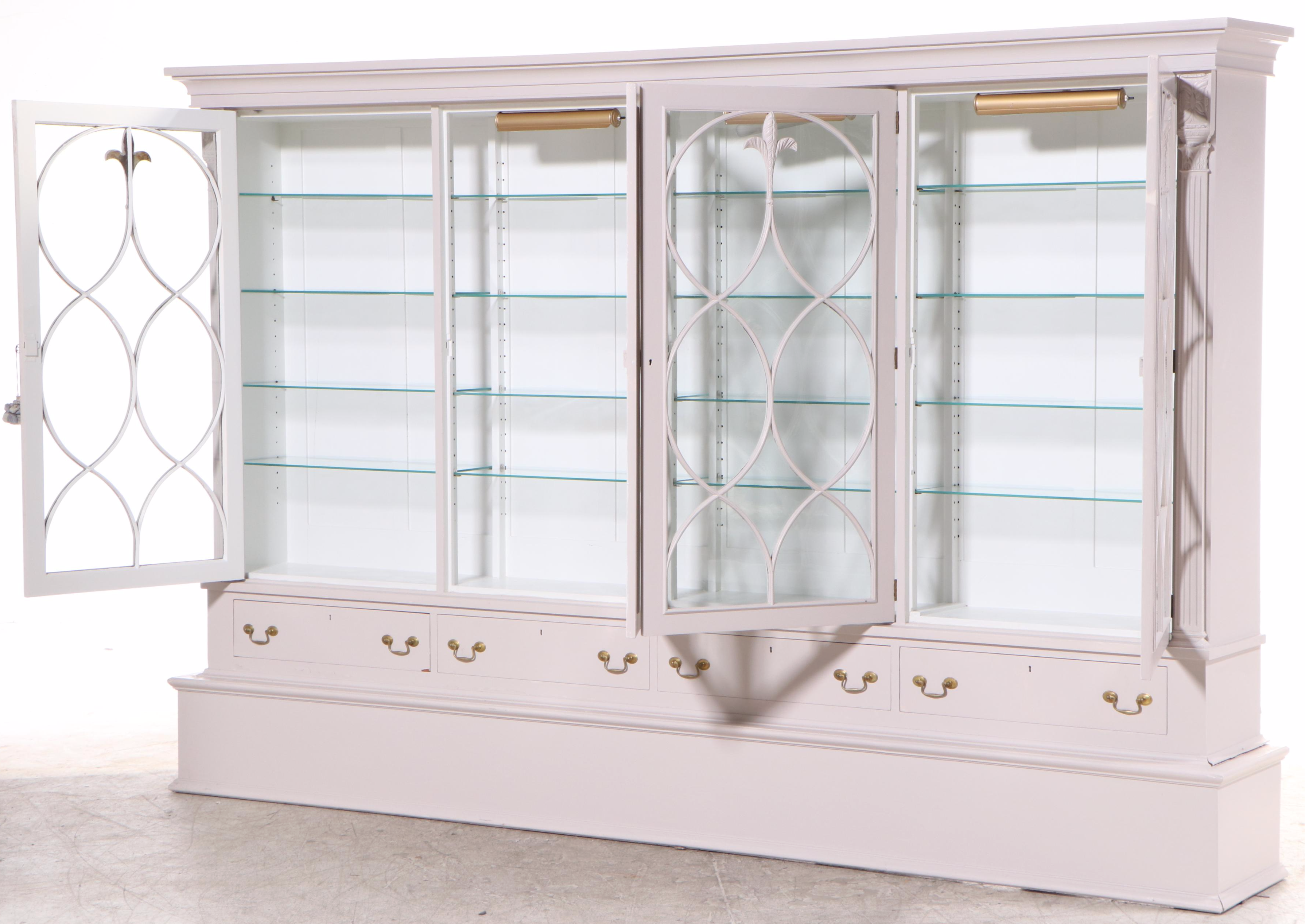 Large-Scale Hepplewhite Style Painted Bookcase/Display Cabinet, Mid-20th Century