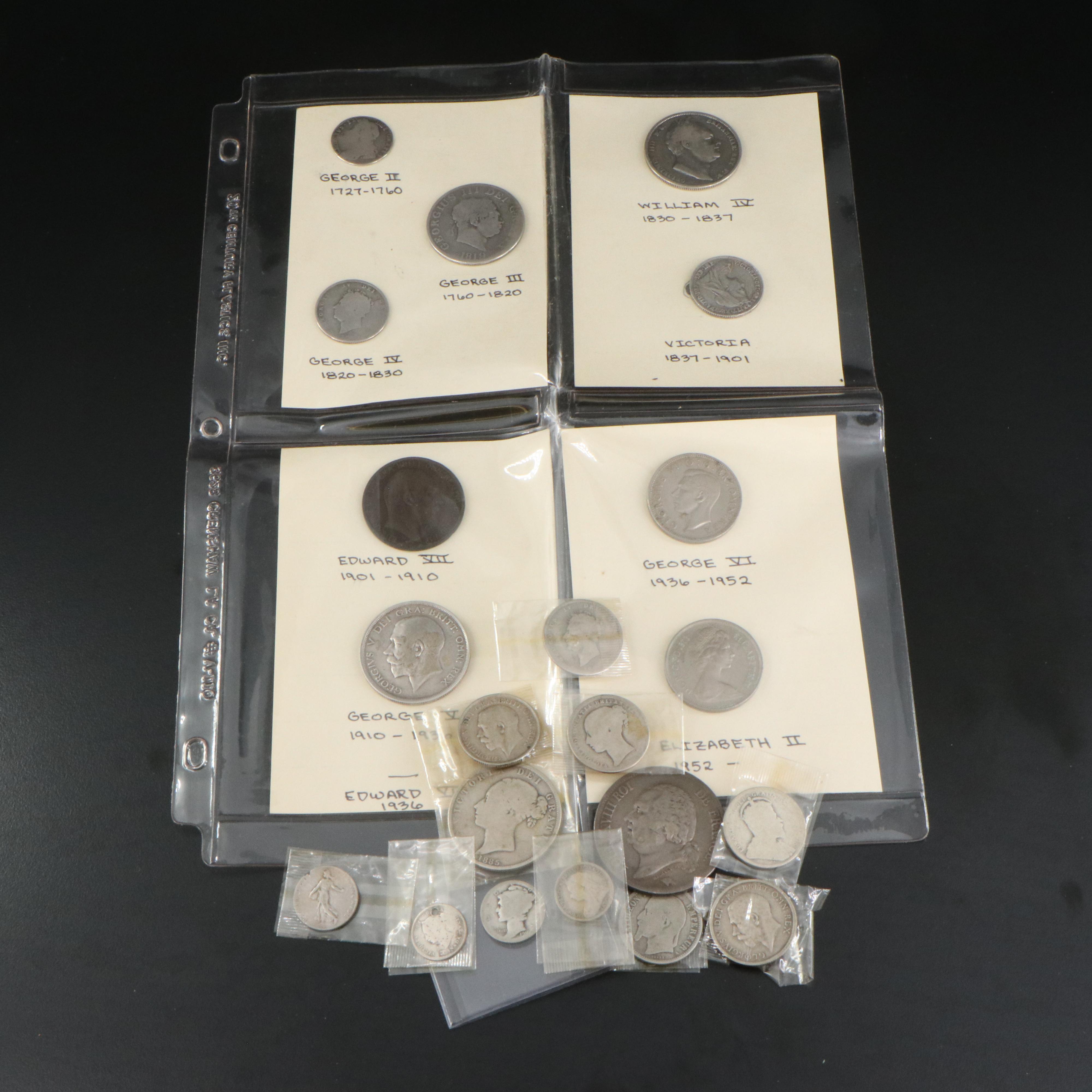 Antique English and French Silver Coins