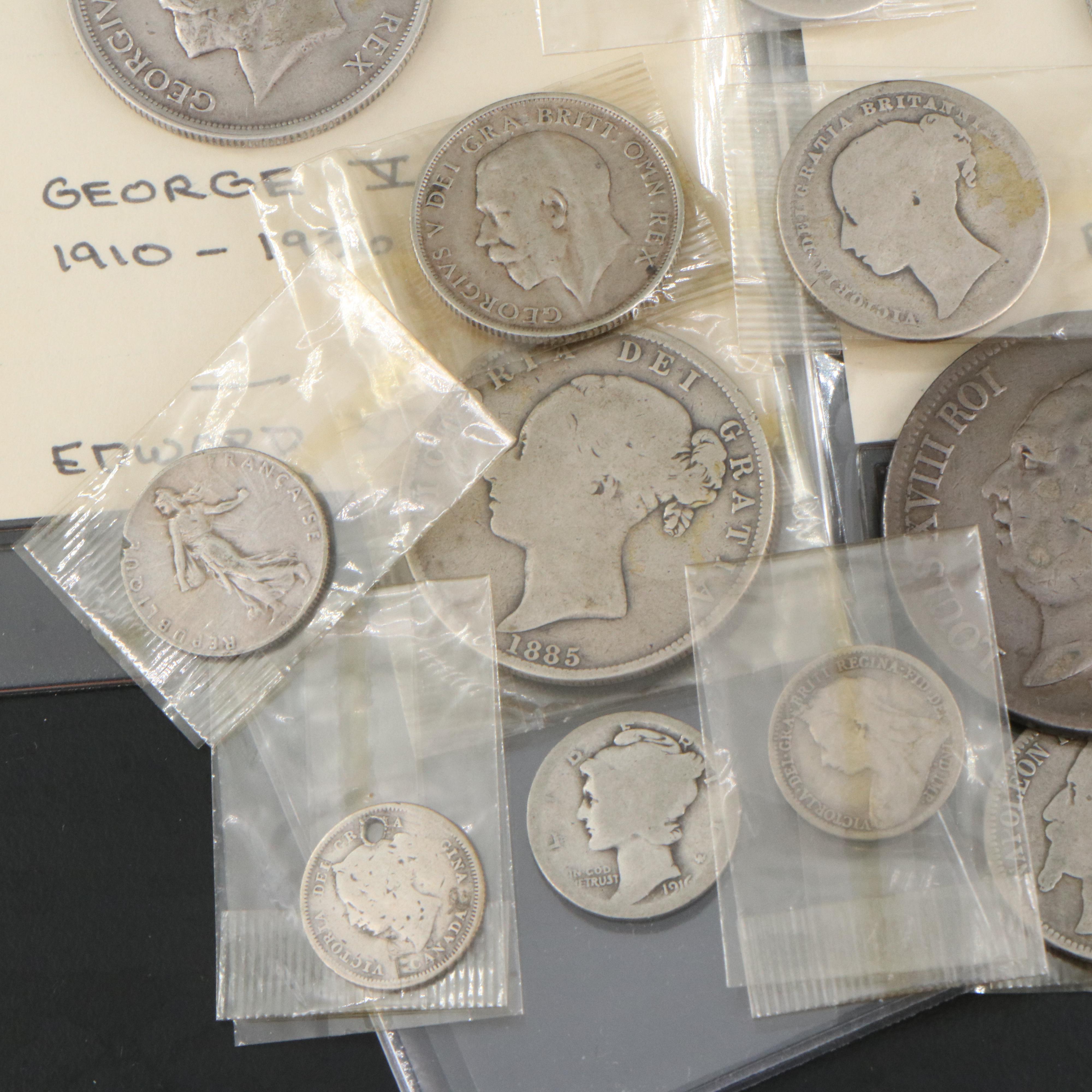 Antique English and French Silver Coins