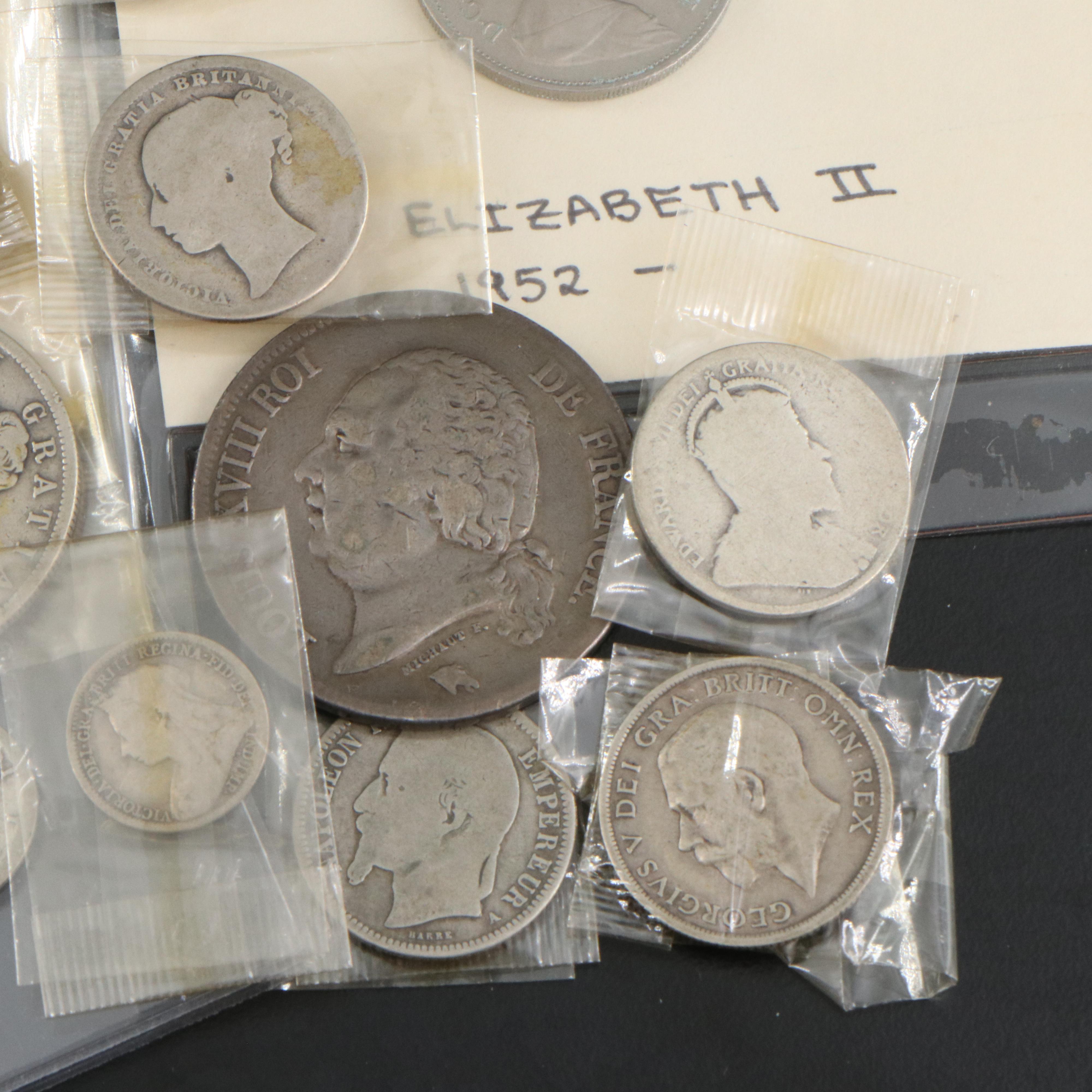 Antique English and French Silver Coins