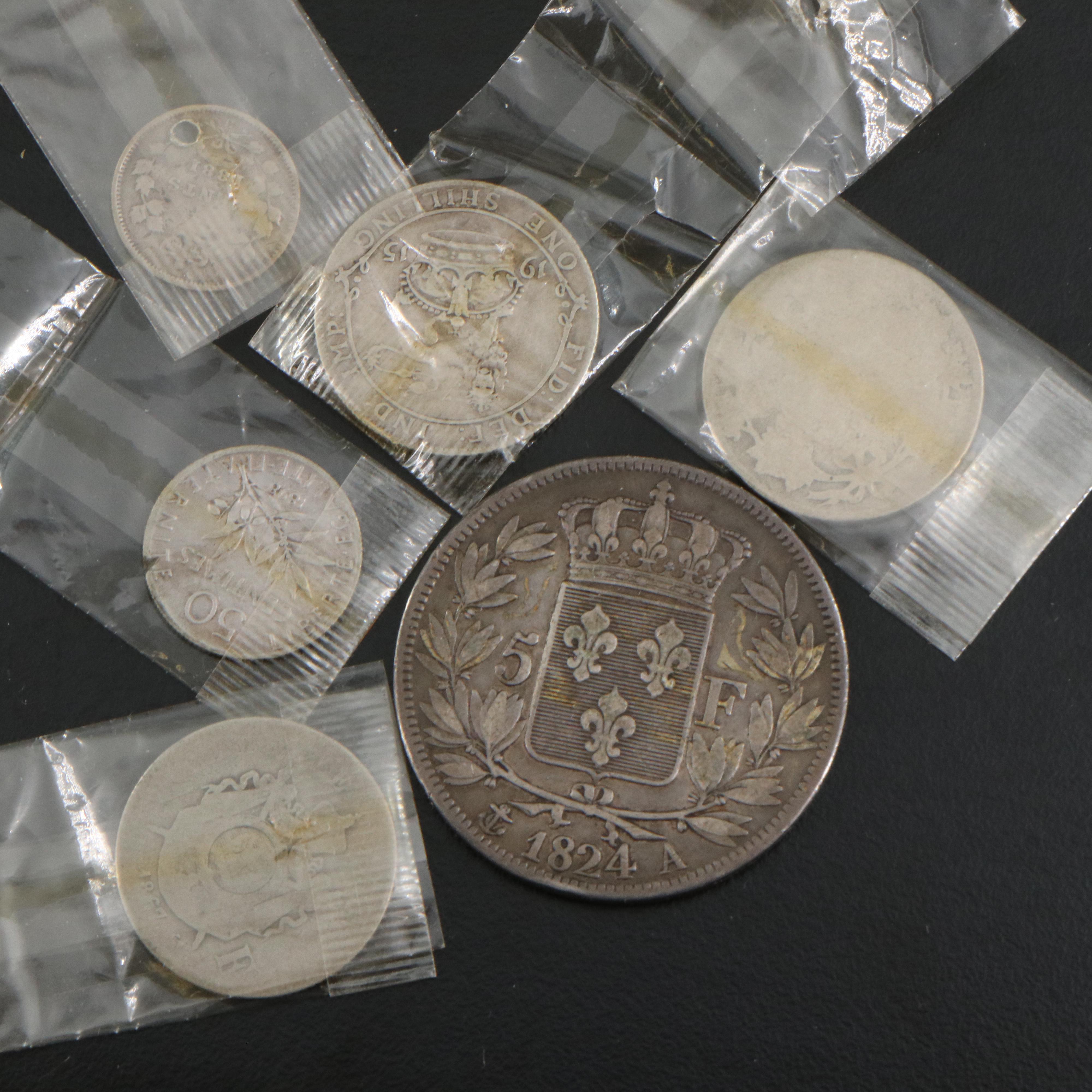 Antique English and French Silver Coins