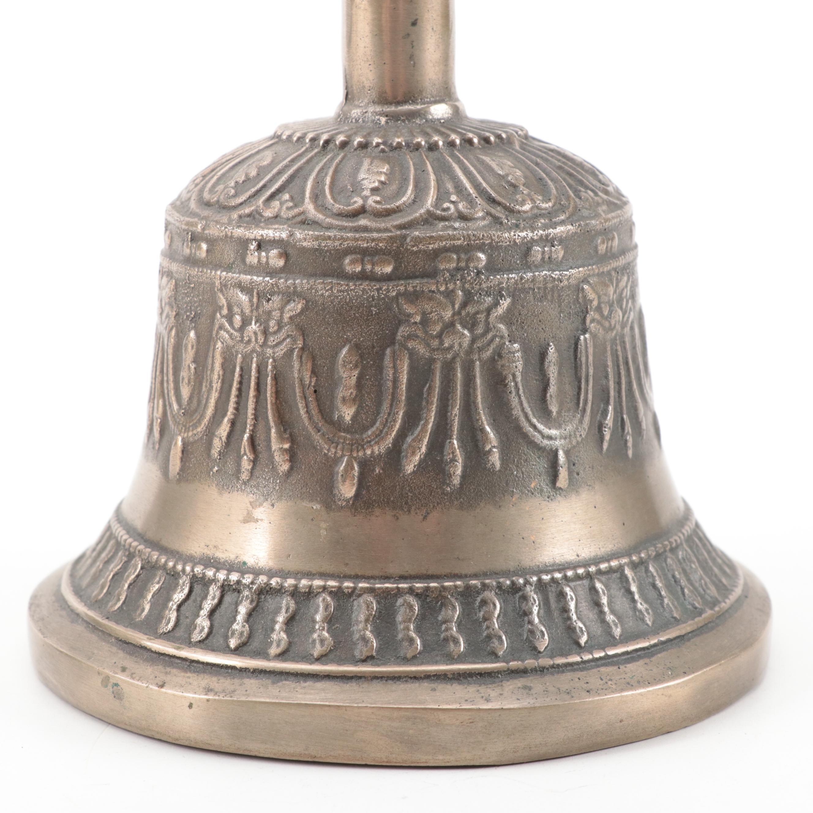 Tibetan Brass Hand Bell with Southeast Asian Figures