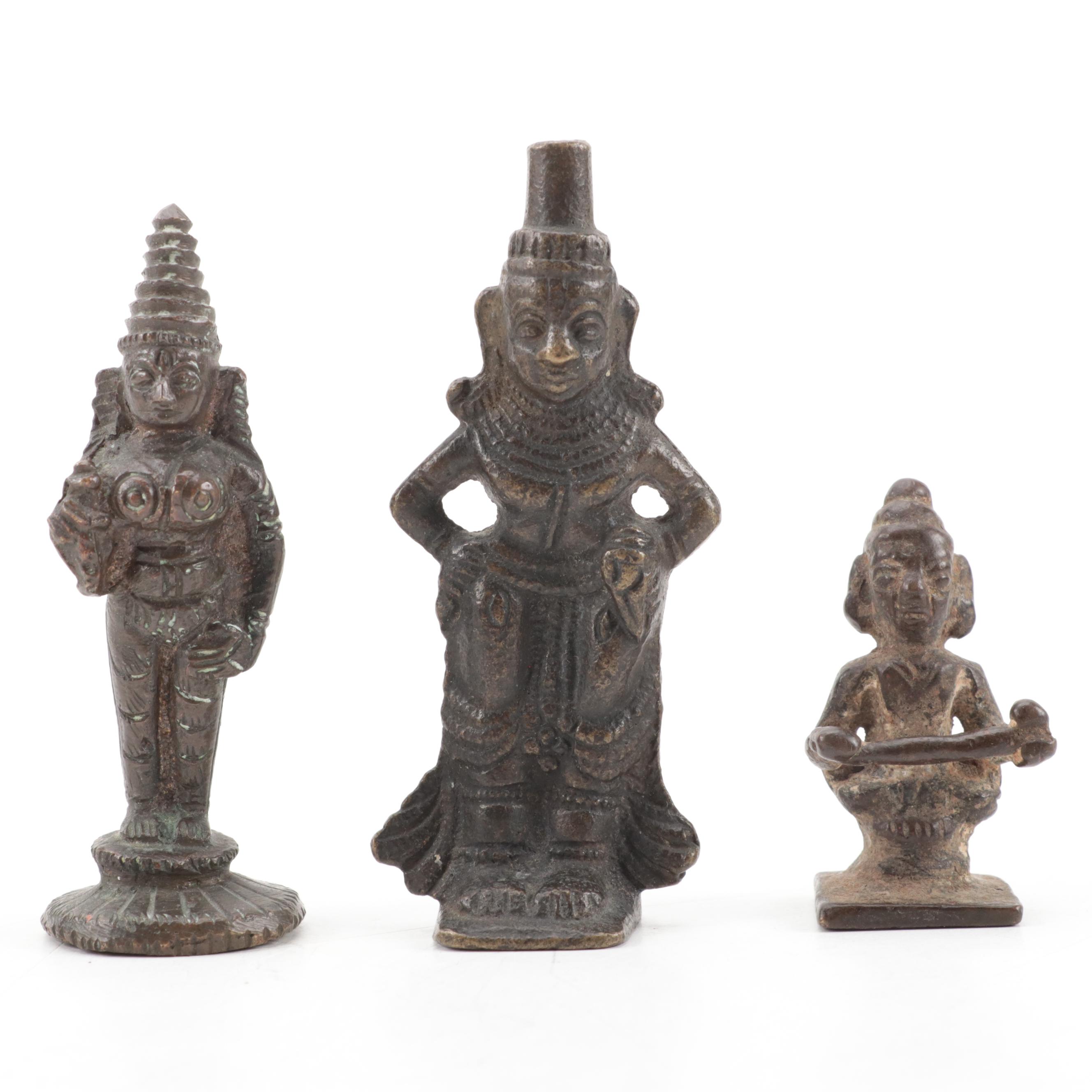 Tibetan Brass Hand Bell with Southeast Asian Figures