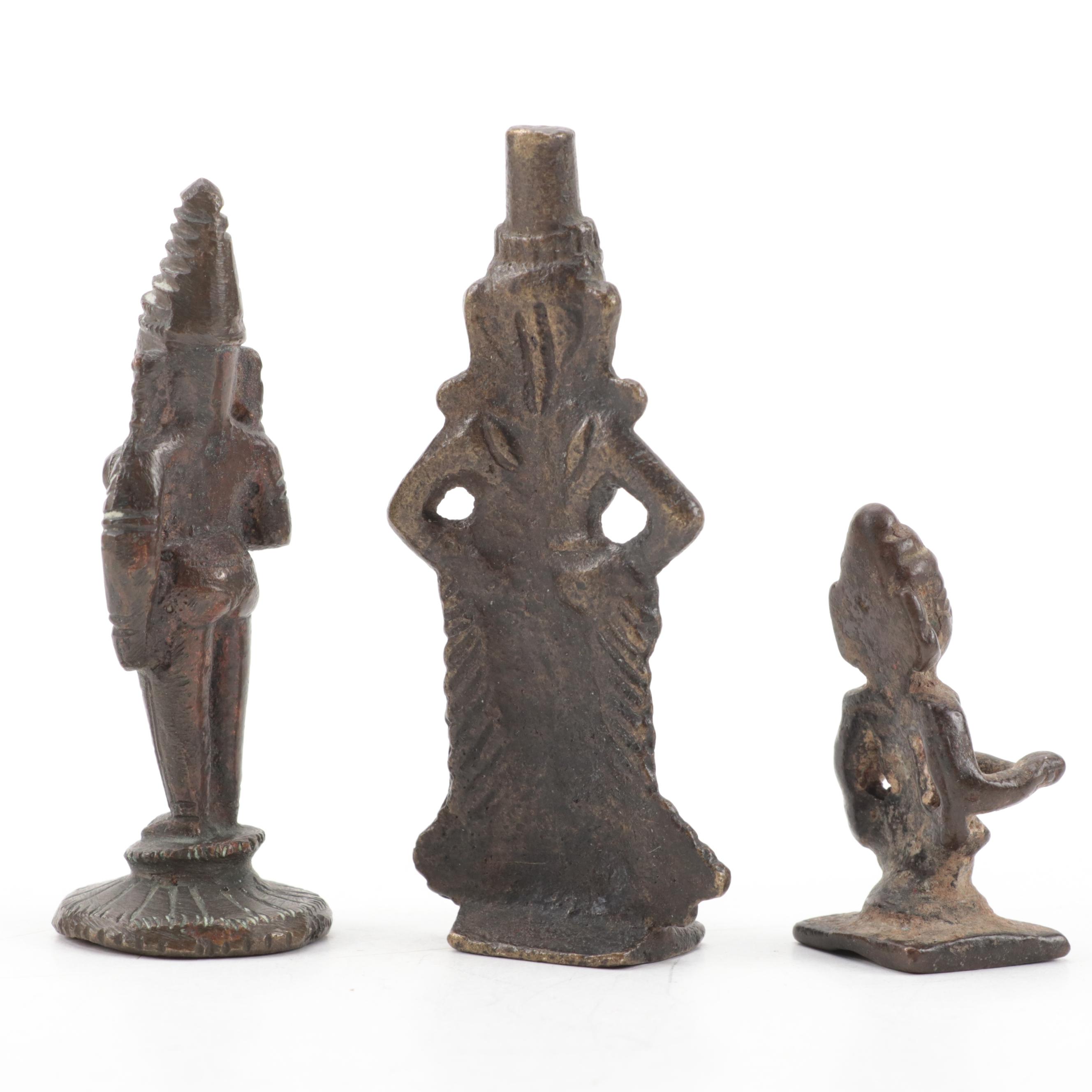 Tibetan Brass Hand Bell with Southeast Asian Figures