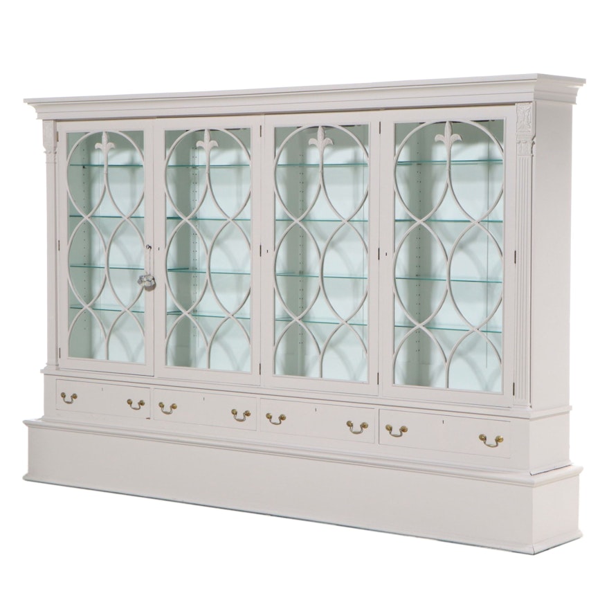 Large-Scale Hepplewhite Style Painted Bookcase/Display Cabinet, Mid-20th Century