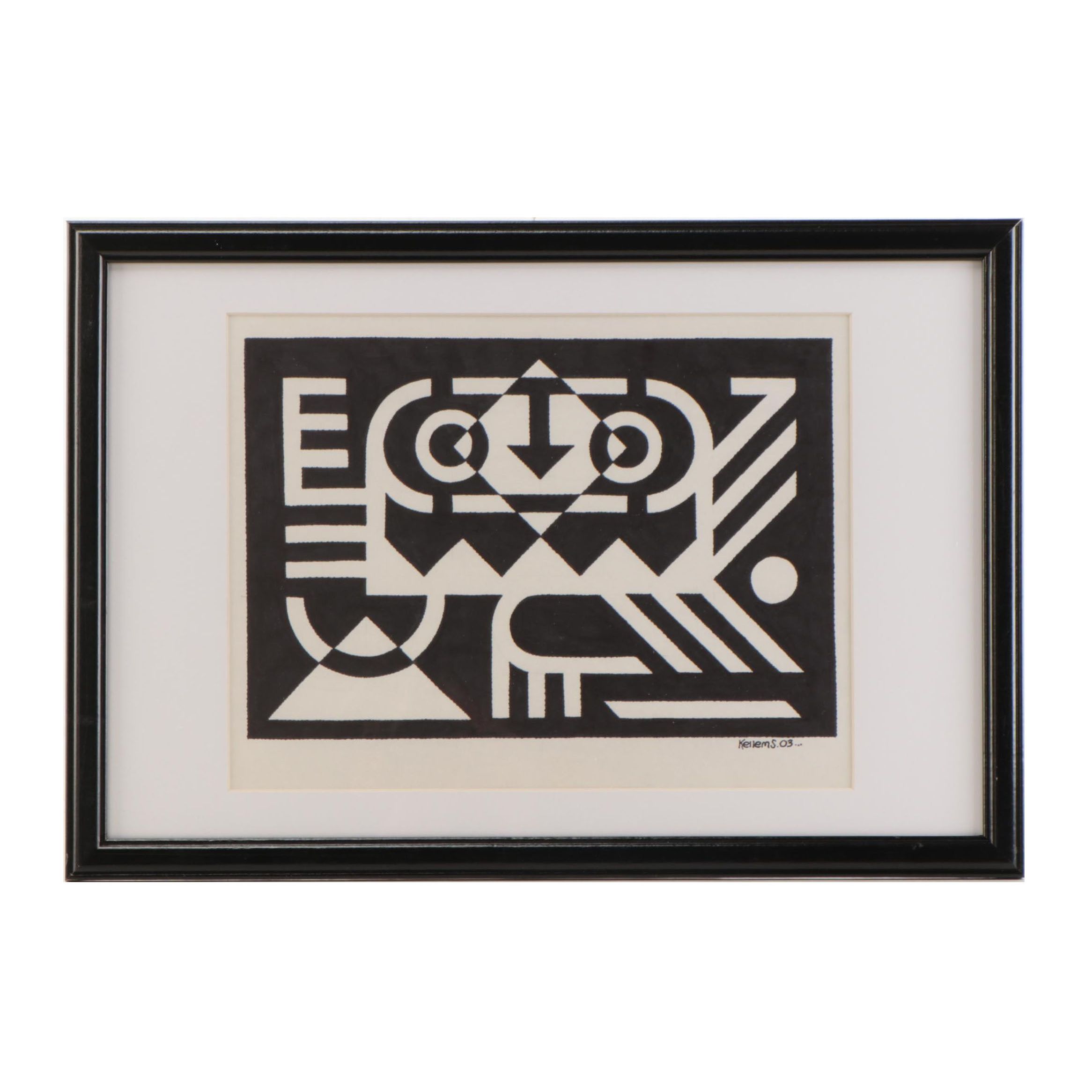 Jerry Kellems Abstract Ink Drawing, 2003