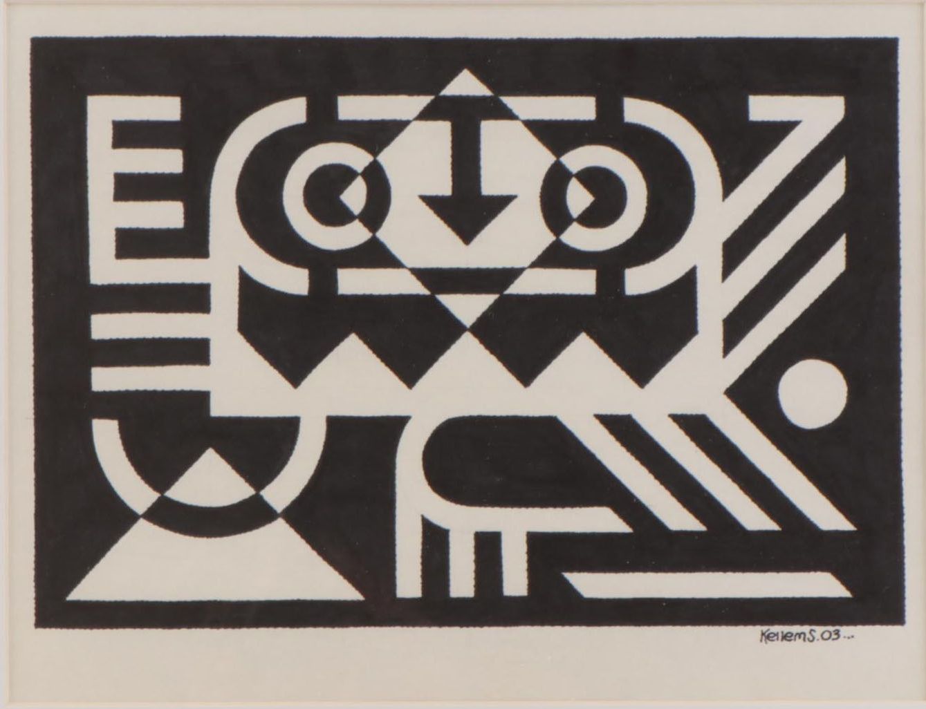 Jerry Kellems Abstract Ink Drawing, 2003