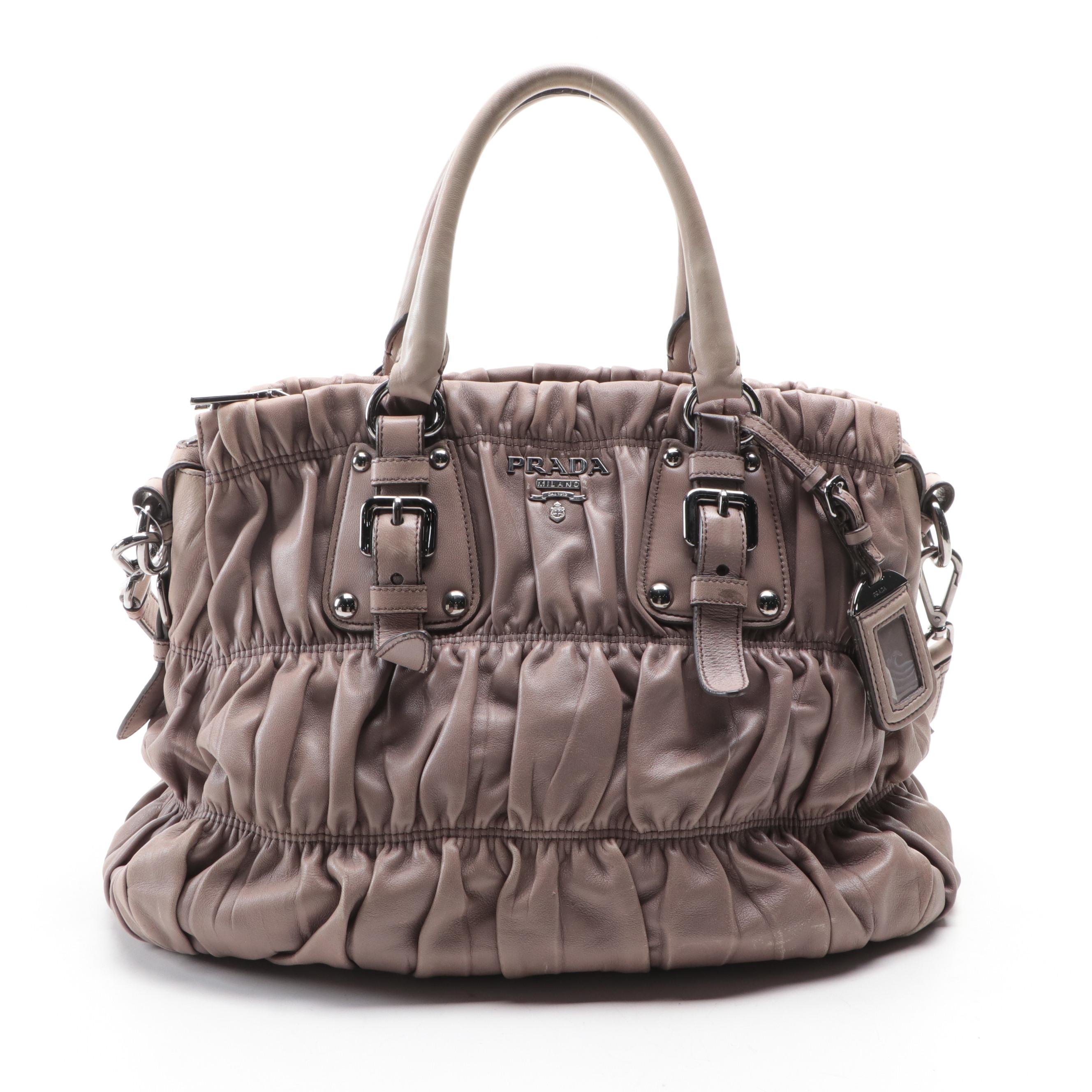 Prada Two-Way Tote in Clay Nappa Gaufre Leather
