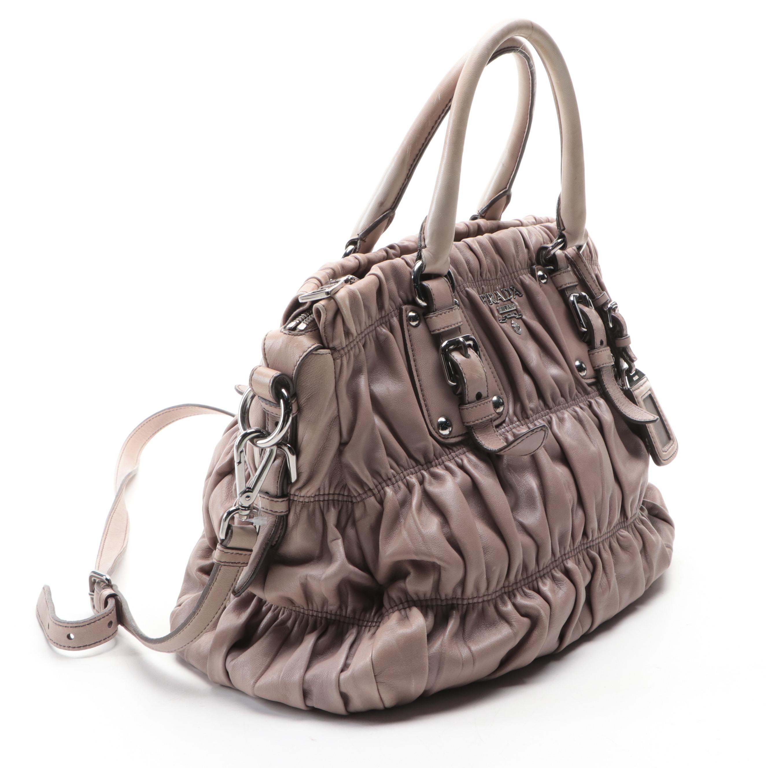 Prada Two-Way Tote in Clay Nappa Gaufre Leather