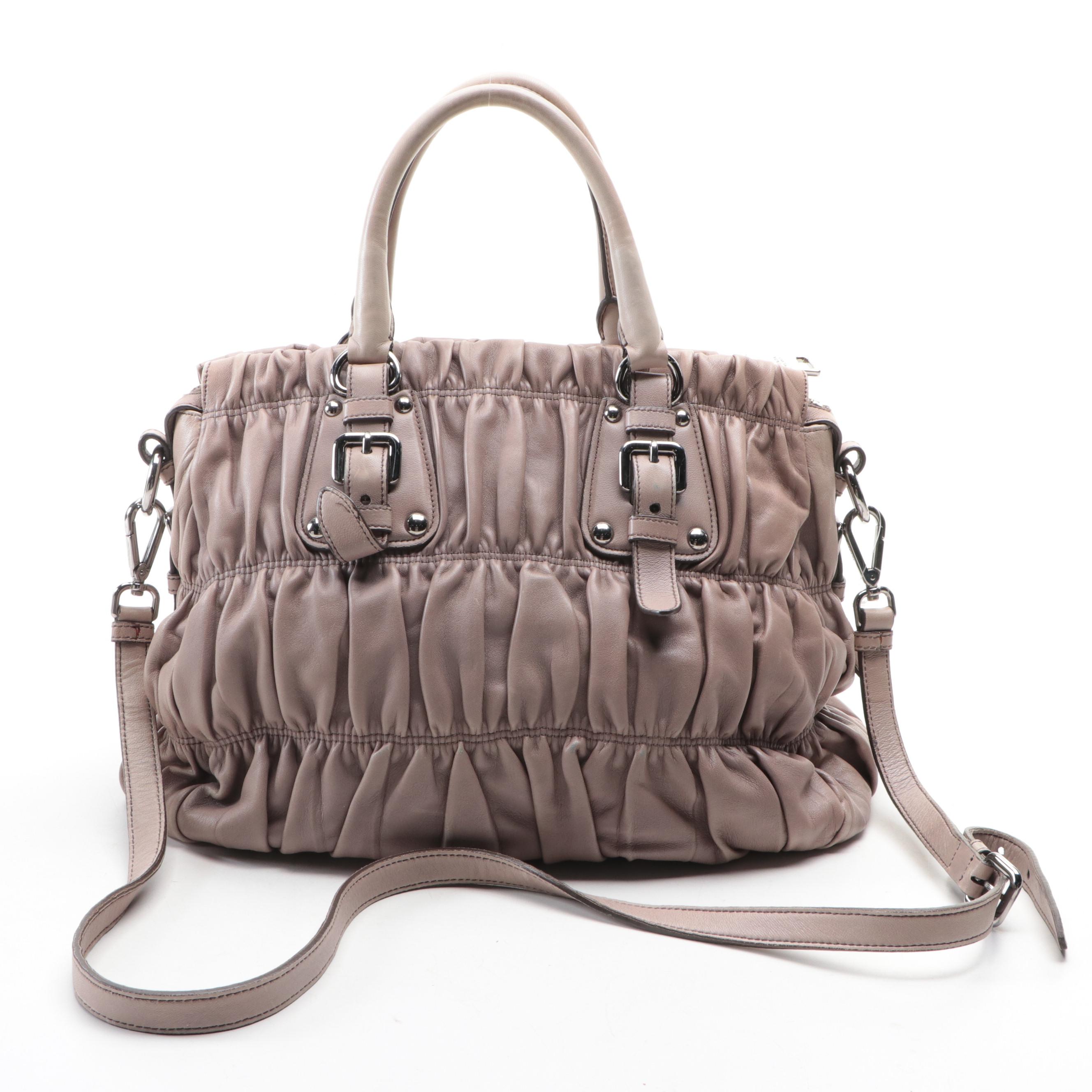 Prada Two-Way Tote in Clay Nappa Gaufre Leather