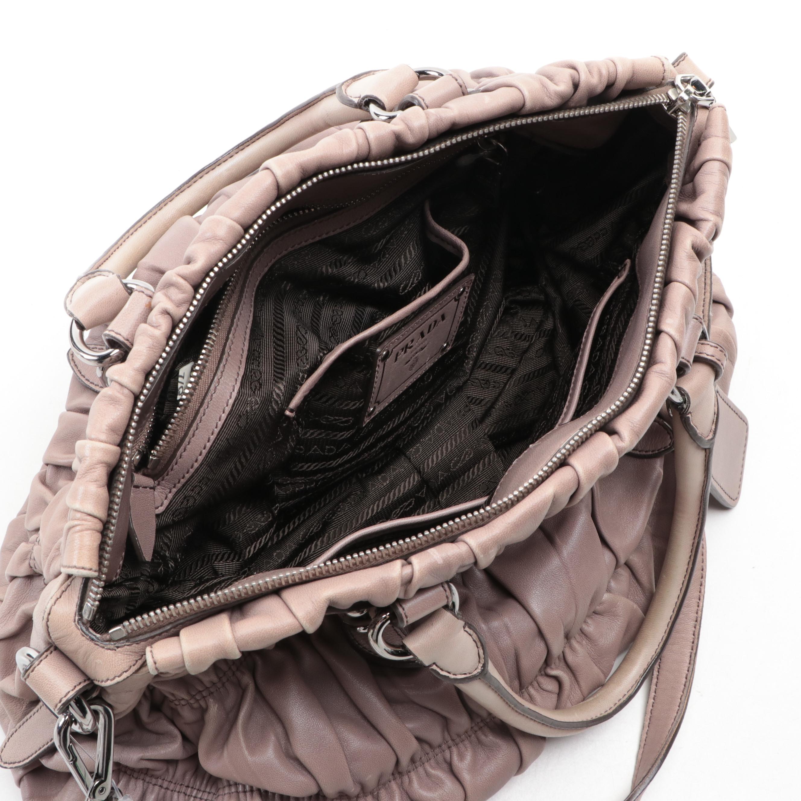 Prada Two-Way Tote in Clay Nappa Gaufre Leather