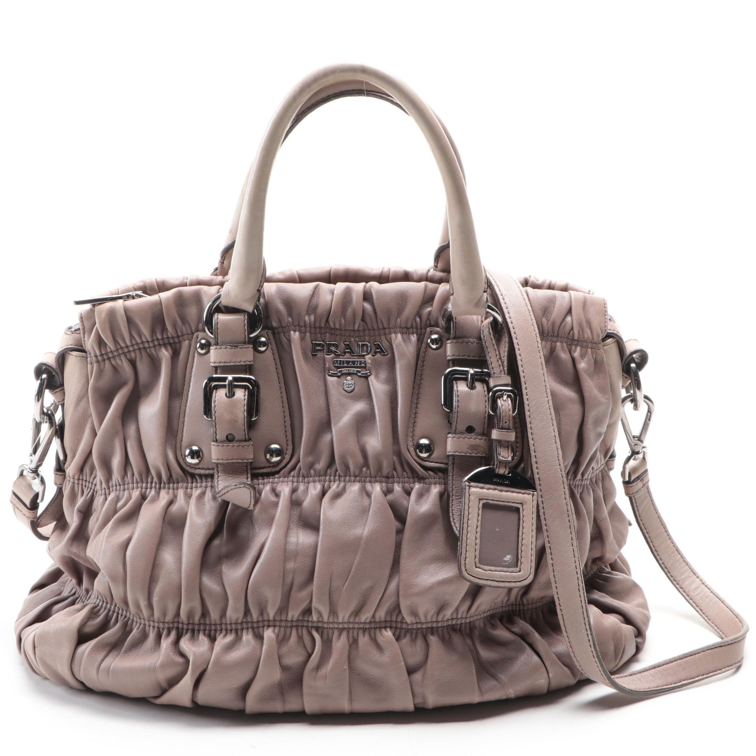 Prada Two-Way Tote in Clay Nappa Gaufre Leather