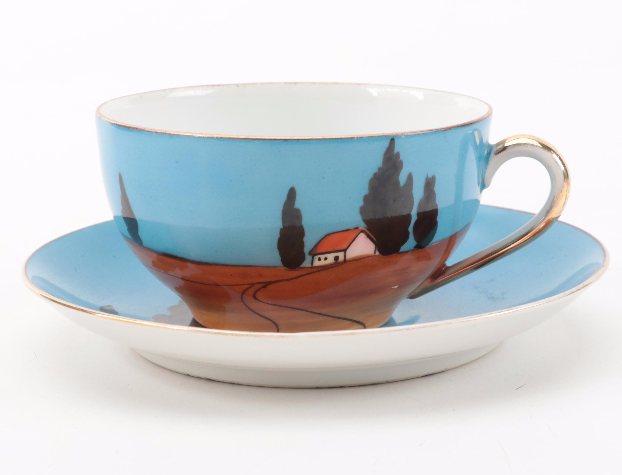 Noritake Hand-Painted Porcelain Tea Set, Mid-20th Century