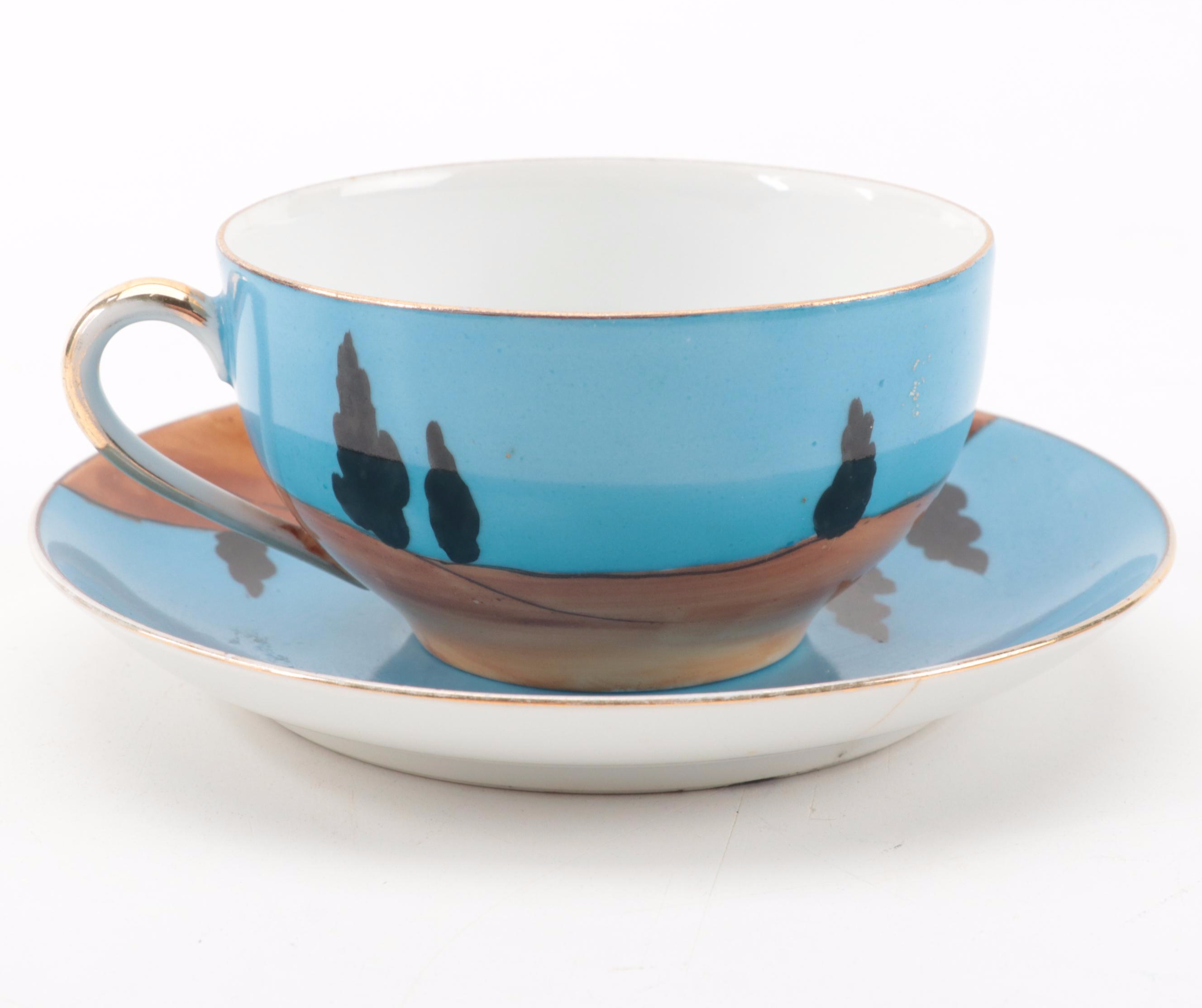 Noritake Hand-Painted Porcelain Tea Set, Mid-20th Century