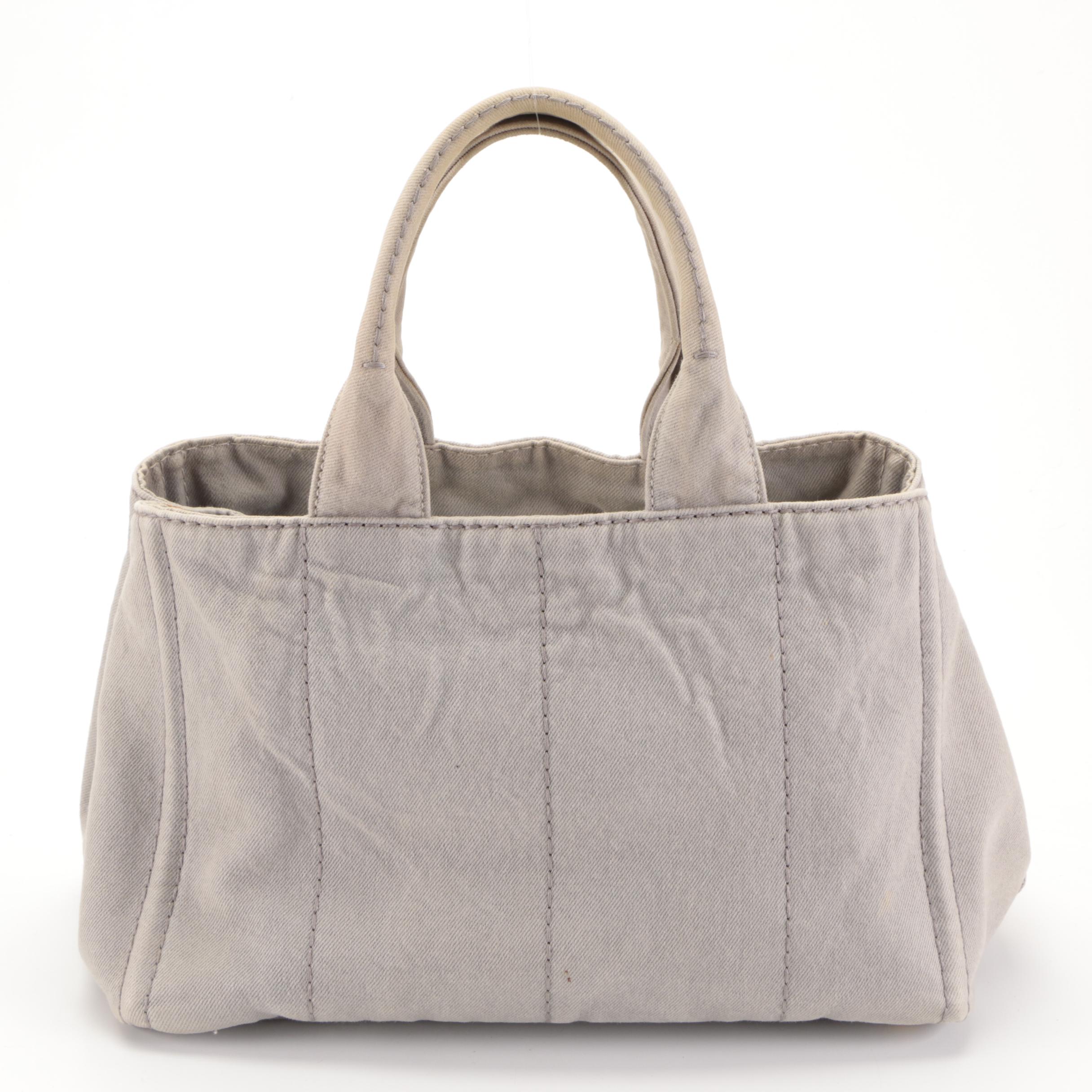 Prada Tote Bag in Cloud Grey Canapa Denim