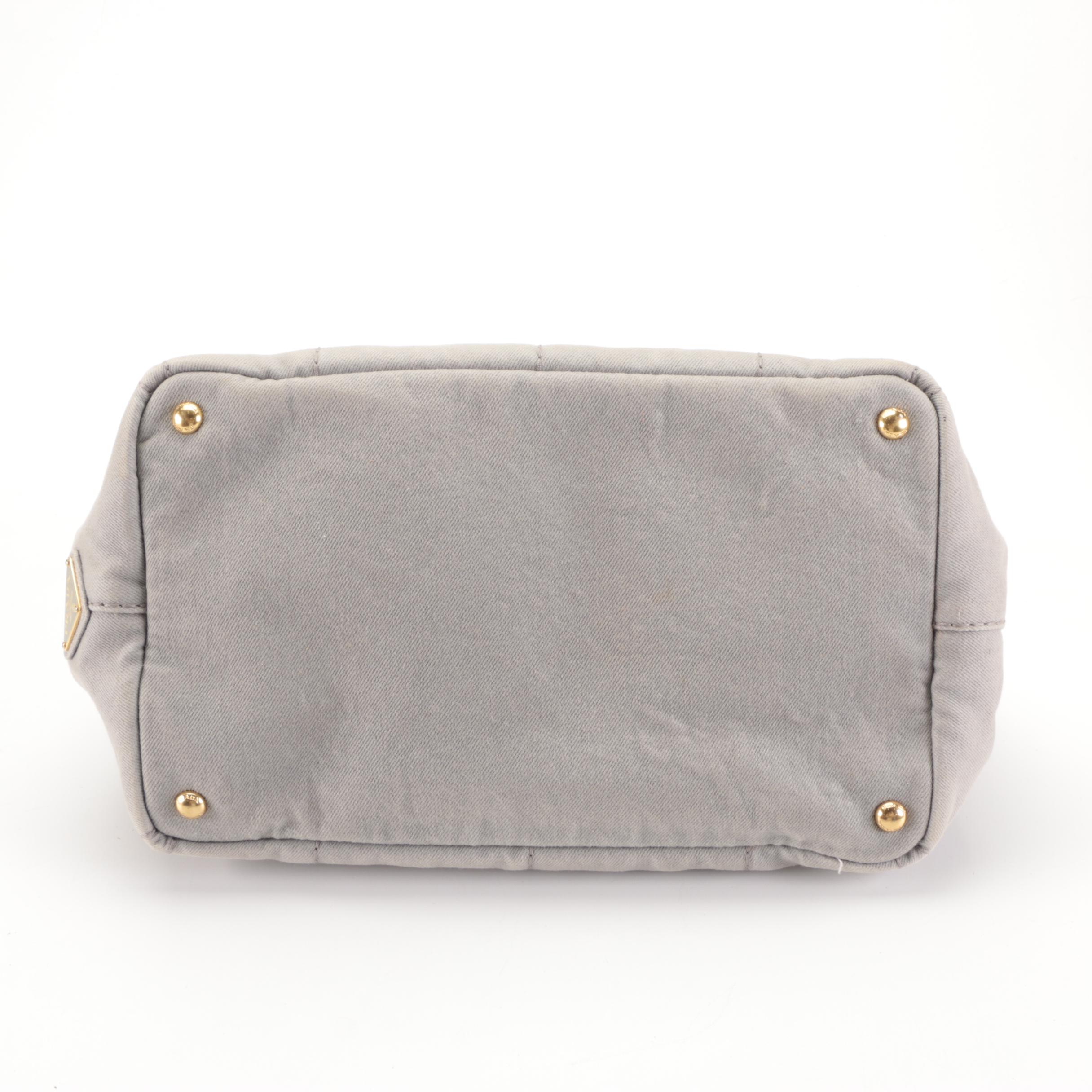 Prada Tote Bag in Cloud Grey Canapa Denim