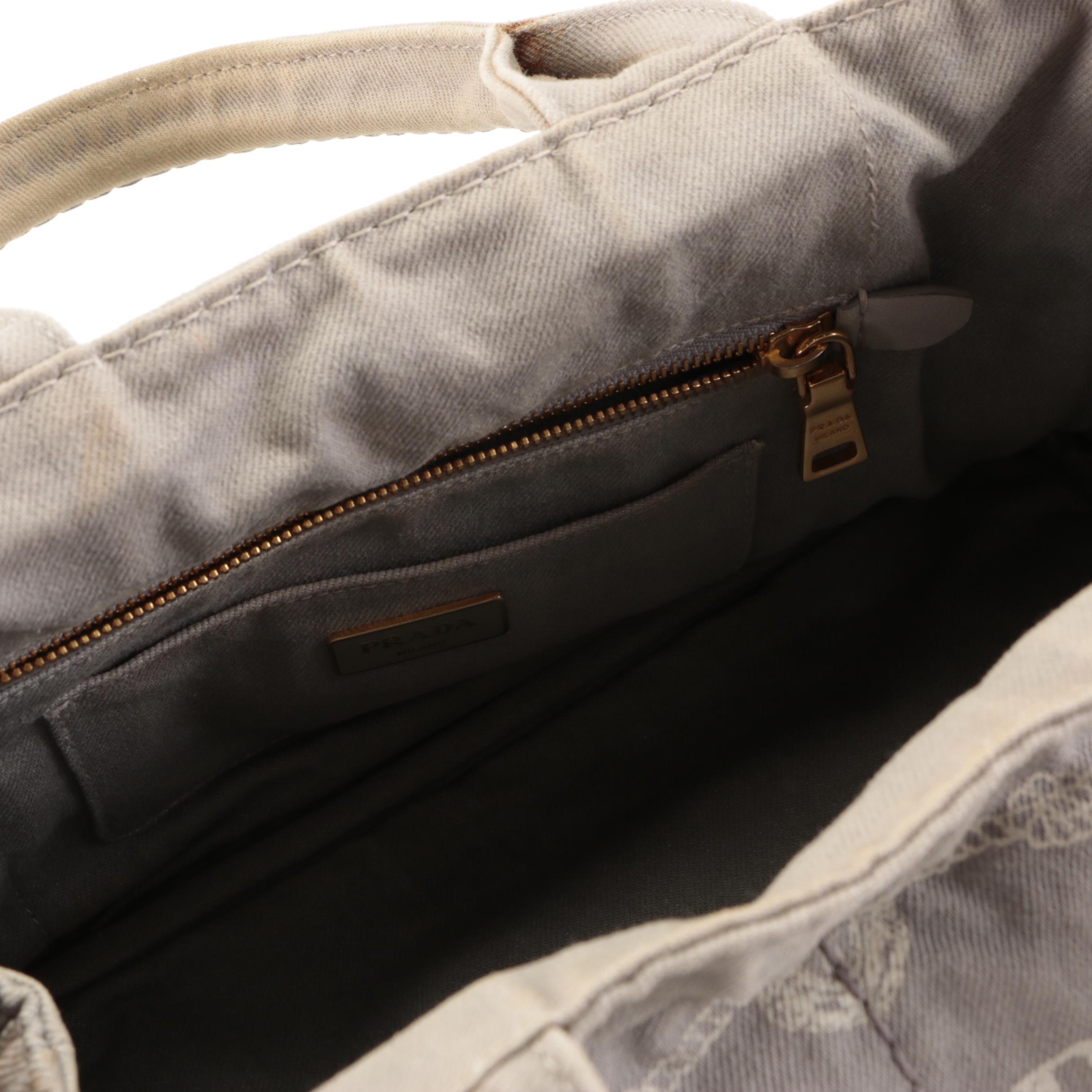 Prada Tote Bag in Cloud Grey Canapa Denim