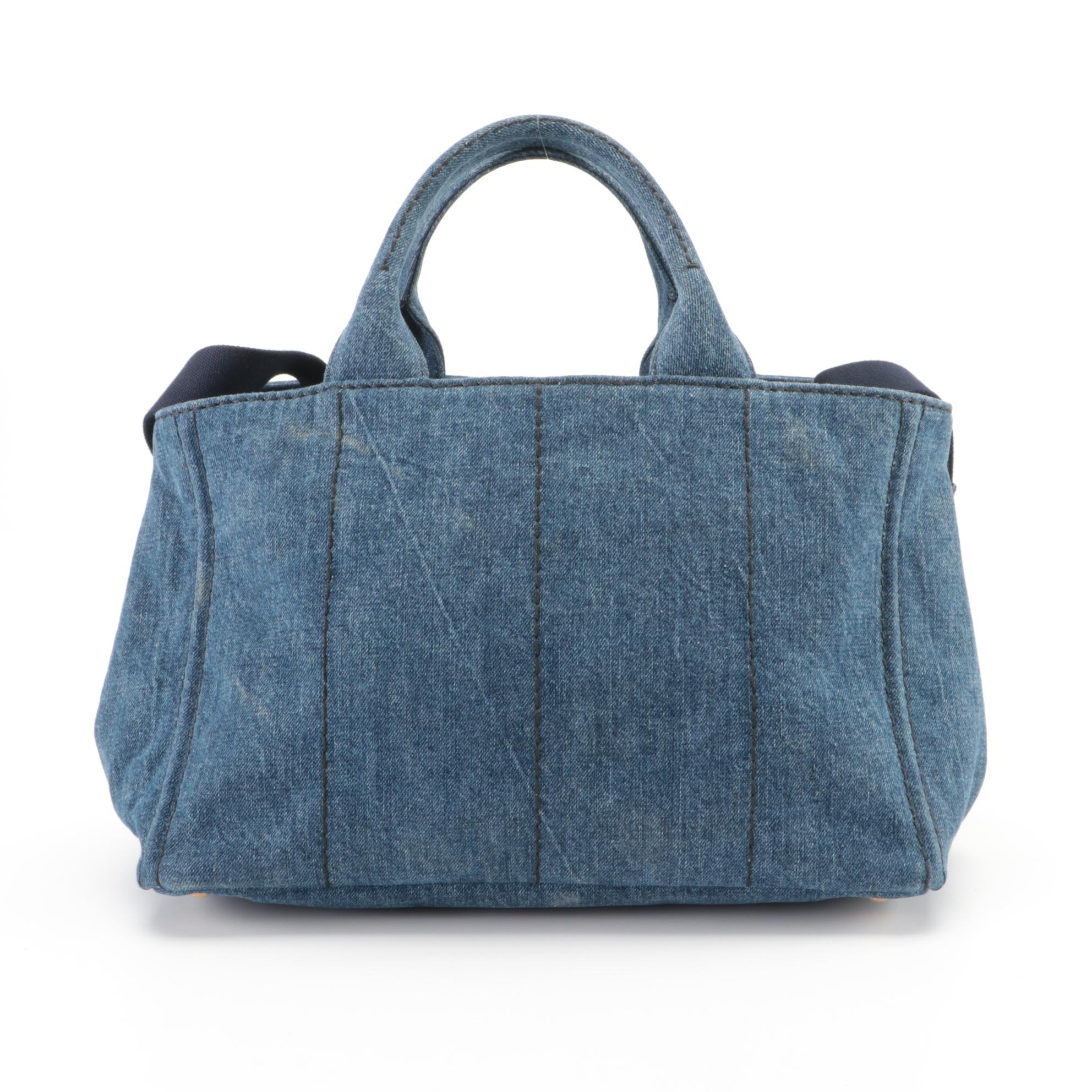 Prada Canapa Denim Canvas Two-Way Tote Bag