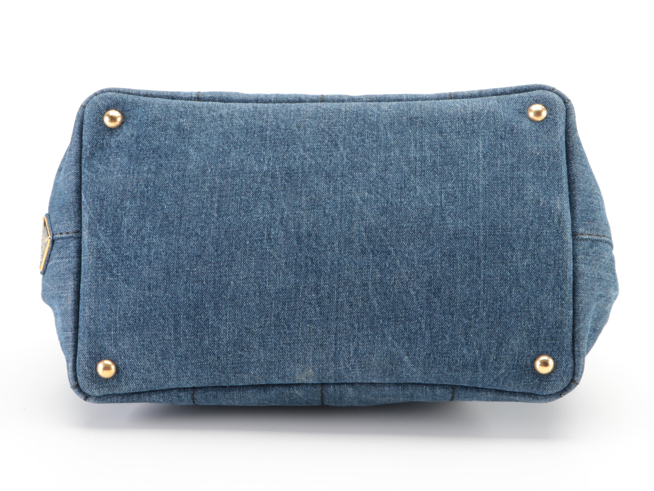 Prada Canapa Denim Canvas Two-Way Tote Bag