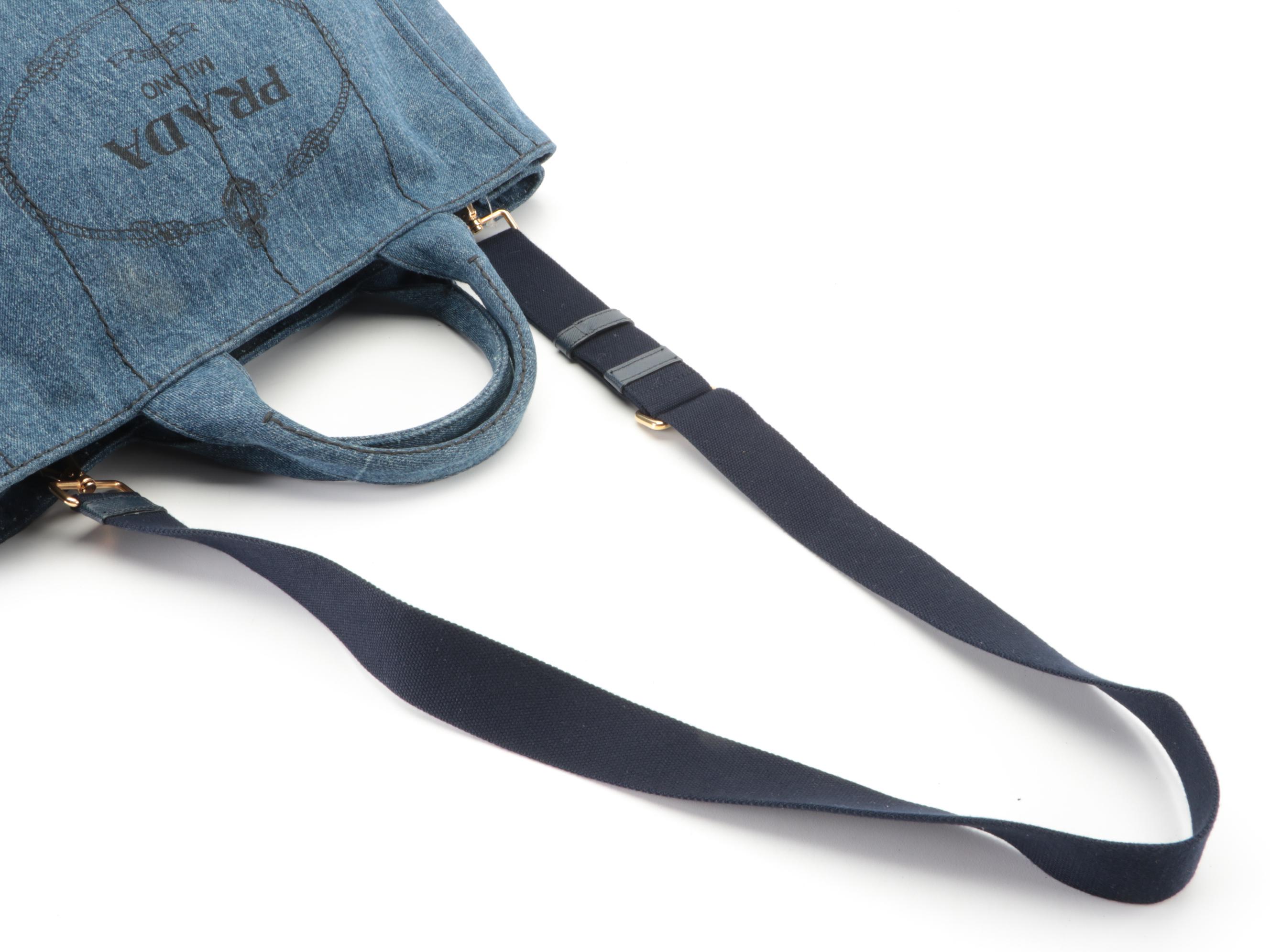 Prada Canapa Denim Canvas Two-Way Tote Bag