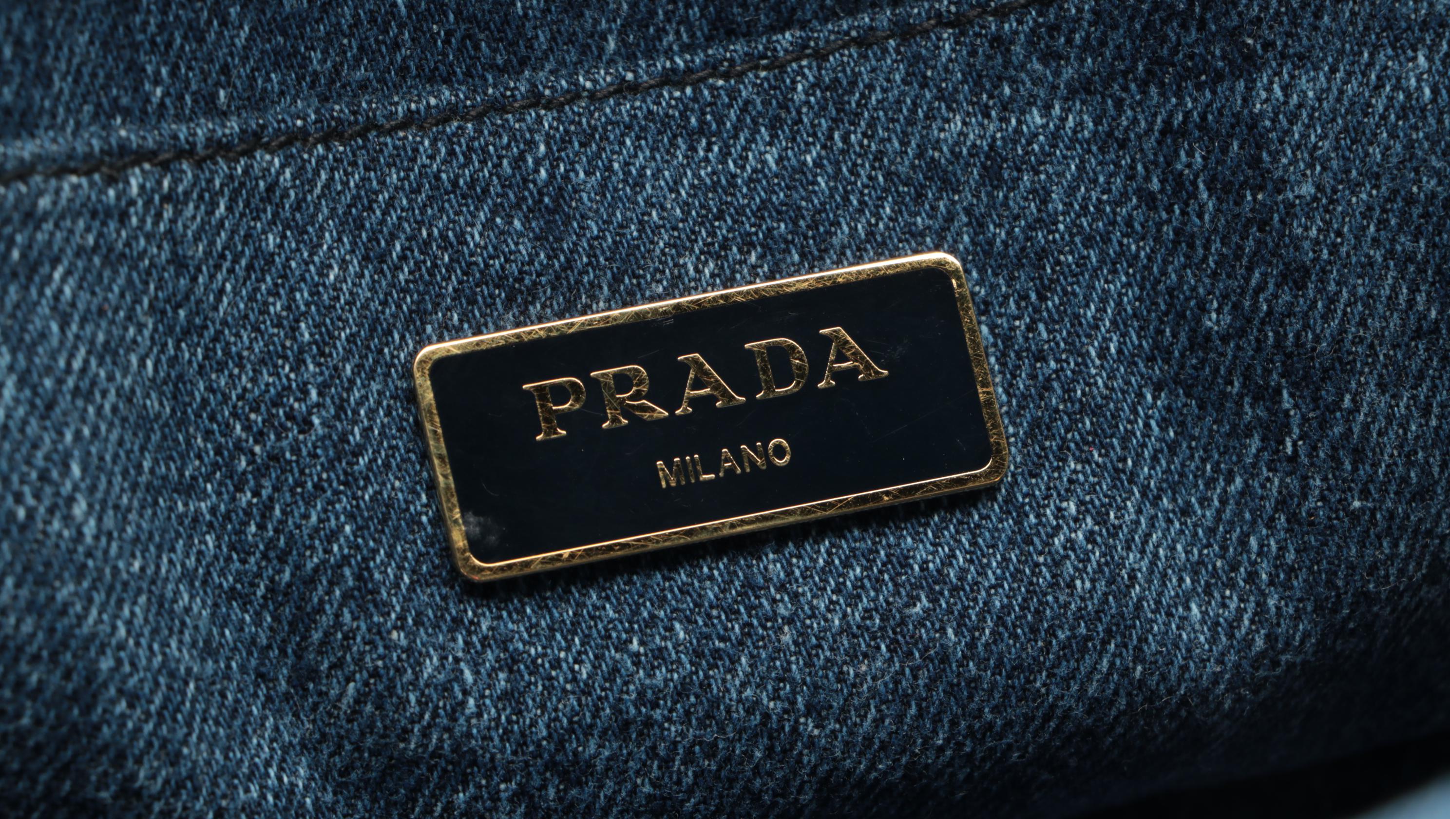 Prada Canapa Denim Canvas Two-Way Tote Bag