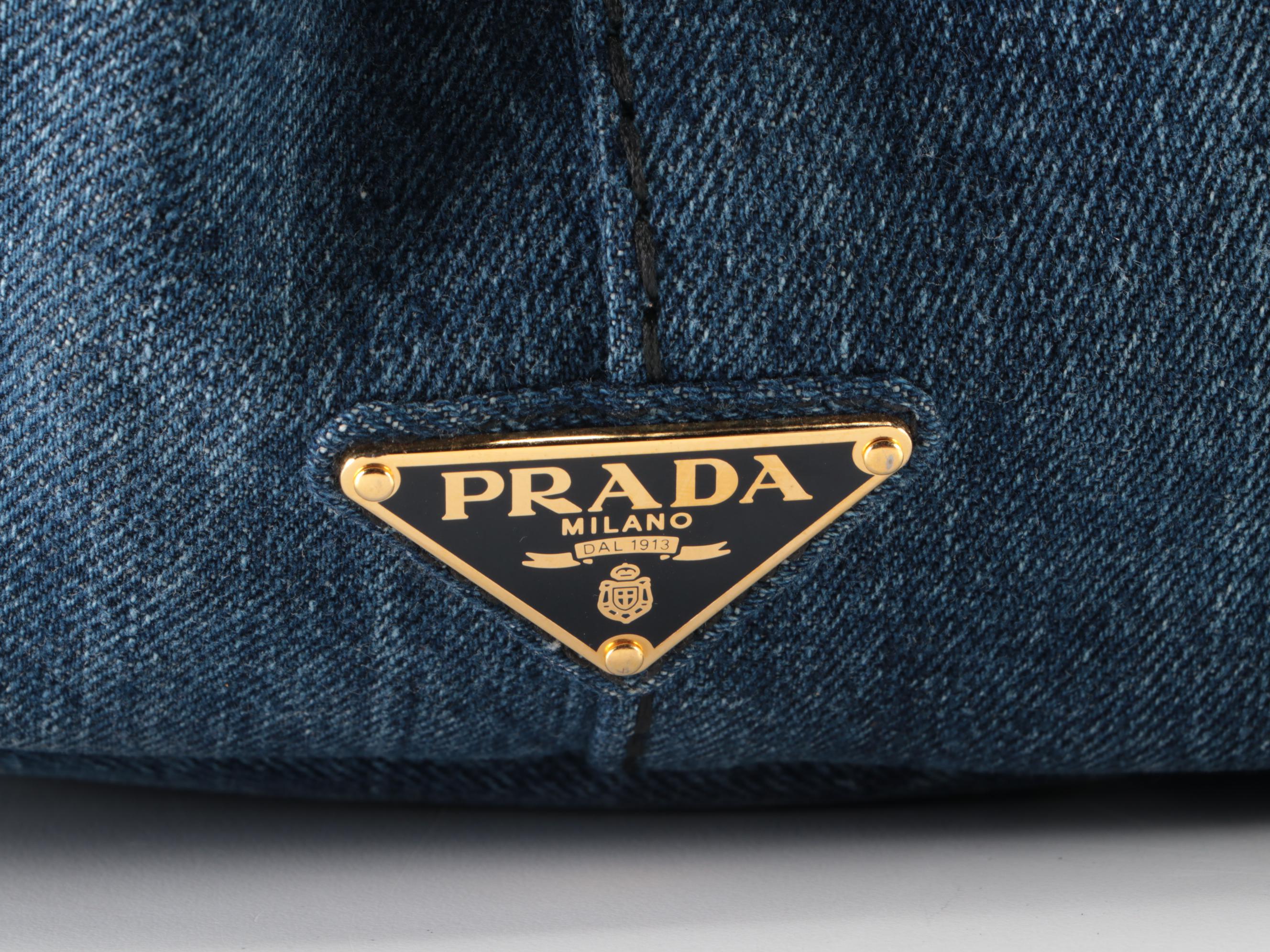 Prada Canapa Denim Canvas Two-Way Tote Bag