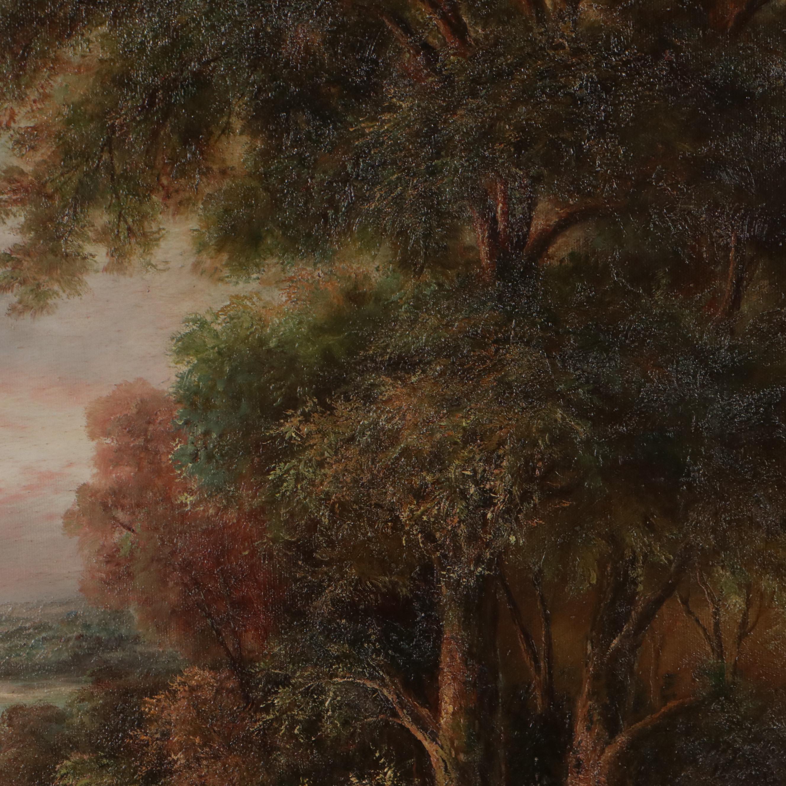 Forest Landscape Oil Painting, Late 20th Century