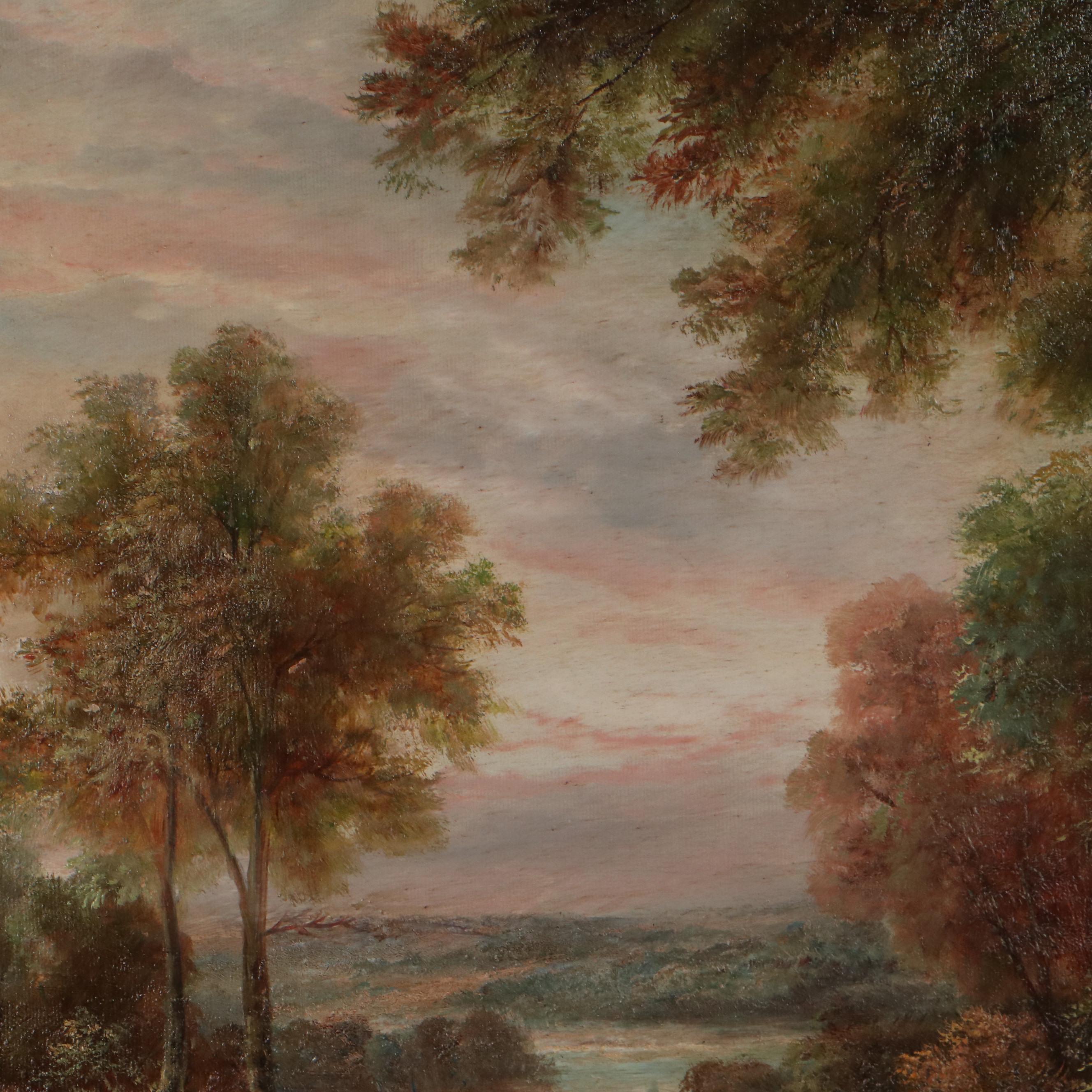 Forest Landscape Oil Painting, Late 20th Century