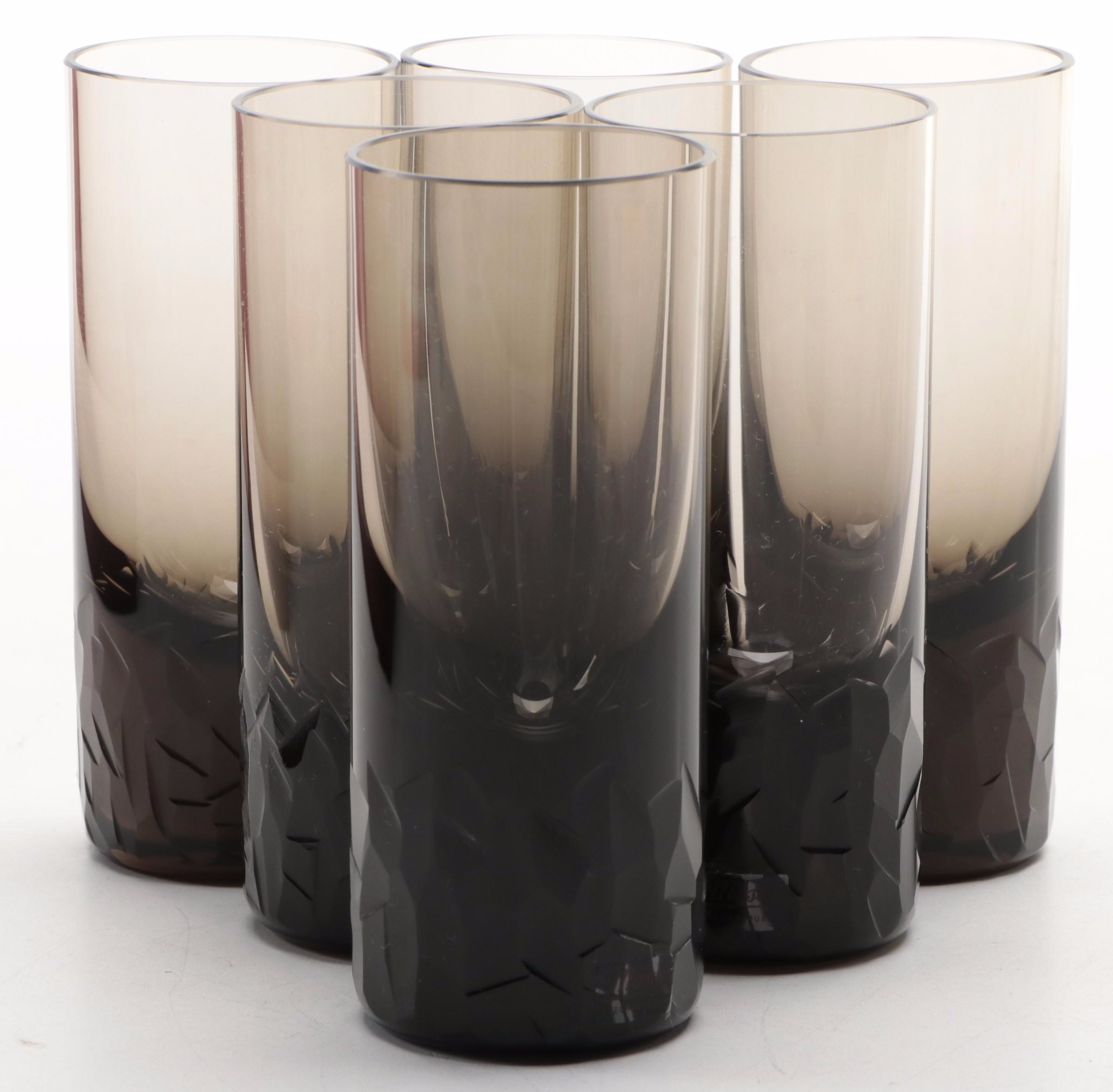 Moser "Pebbles" Smoke Crystal Spirit Glasses