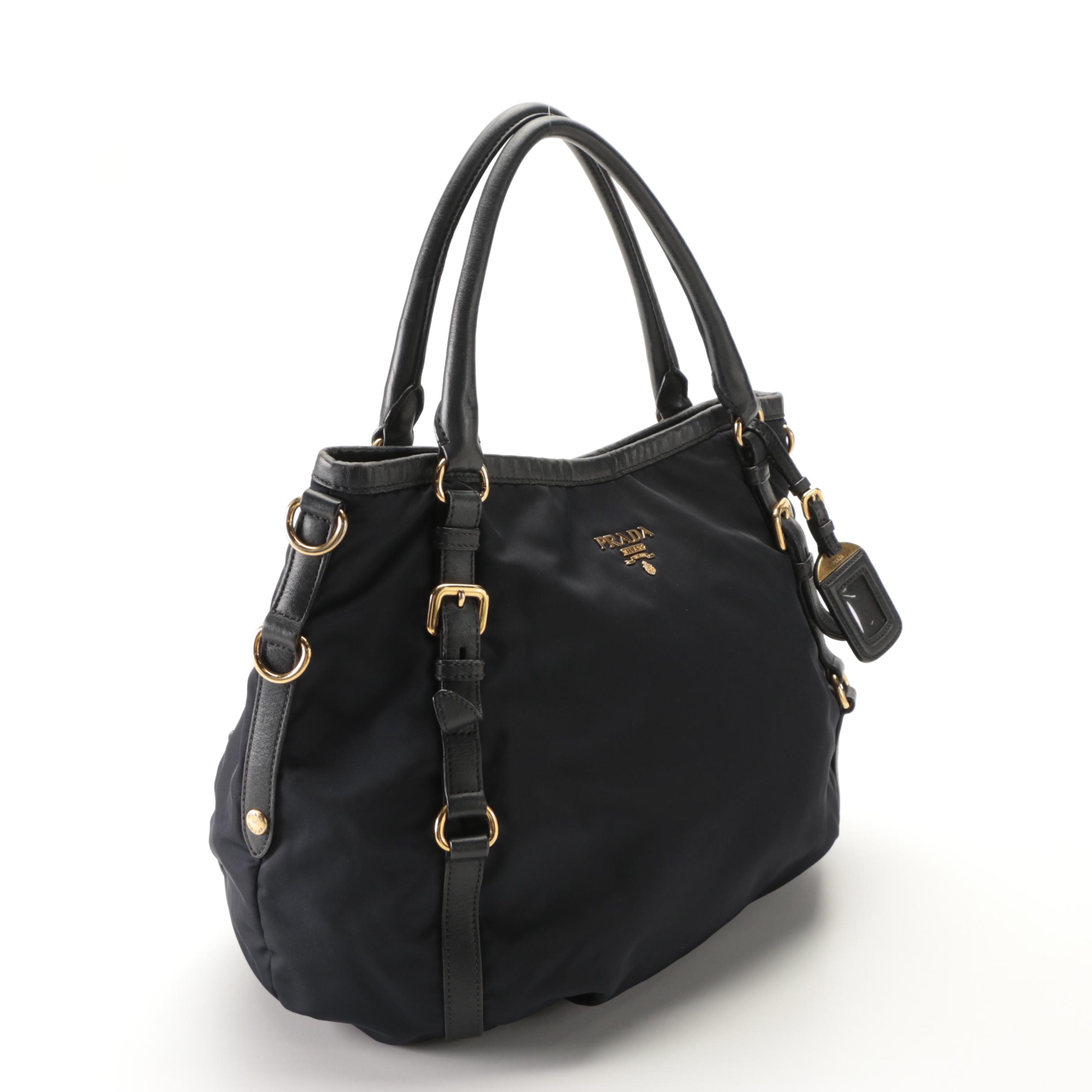 Prada Shoulder Bag in Black Tessuto Nylon and Leather