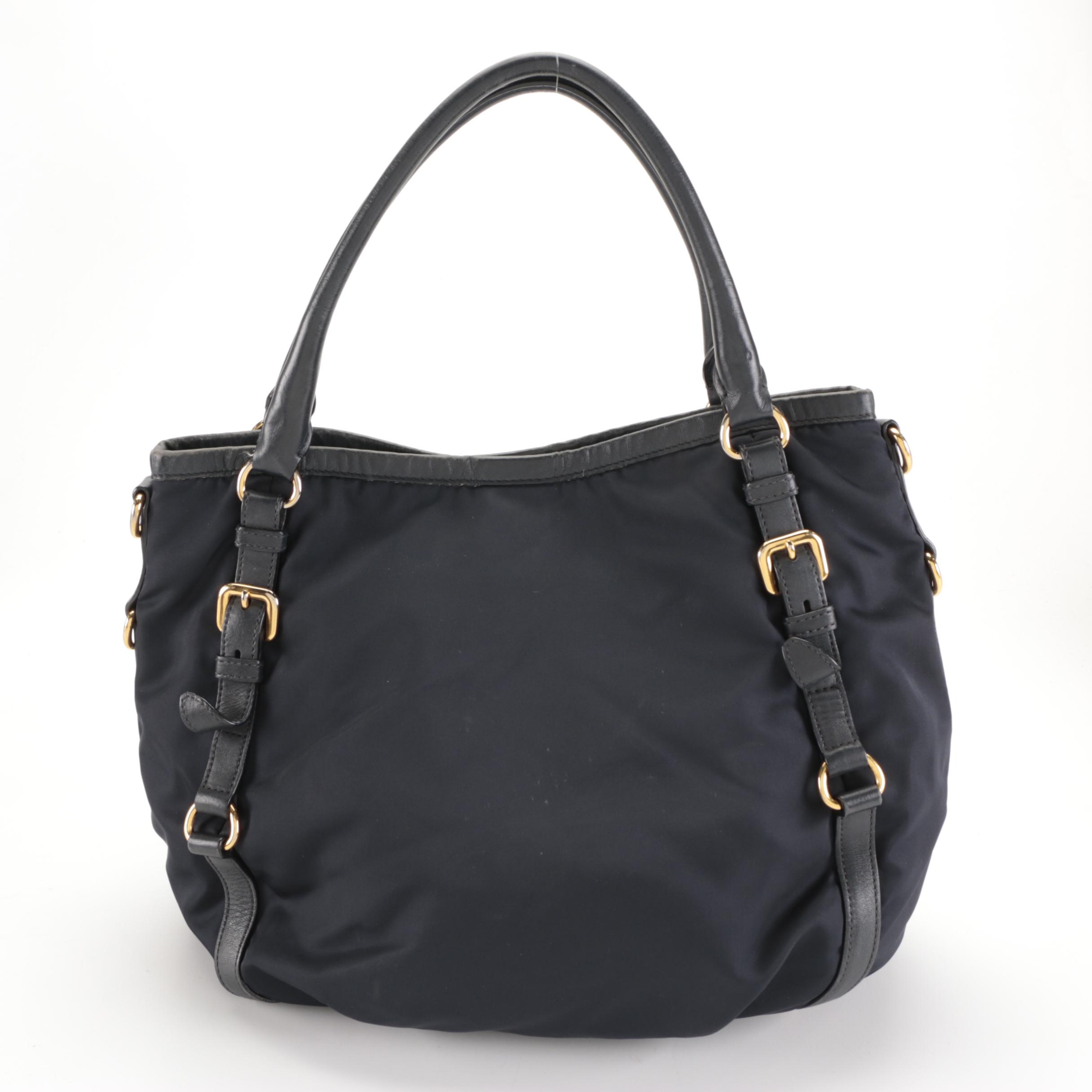 Prada Shoulder Bag in Black Tessuto Nylon and Leather