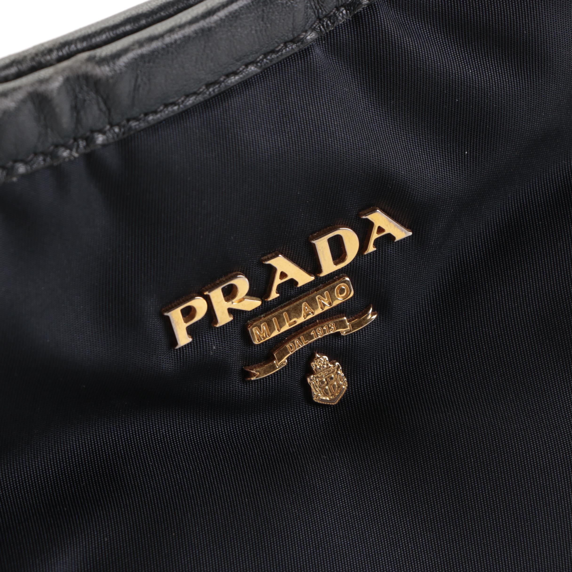 Prada Shoulder Bag in Black Tessuto Nylon and Leather