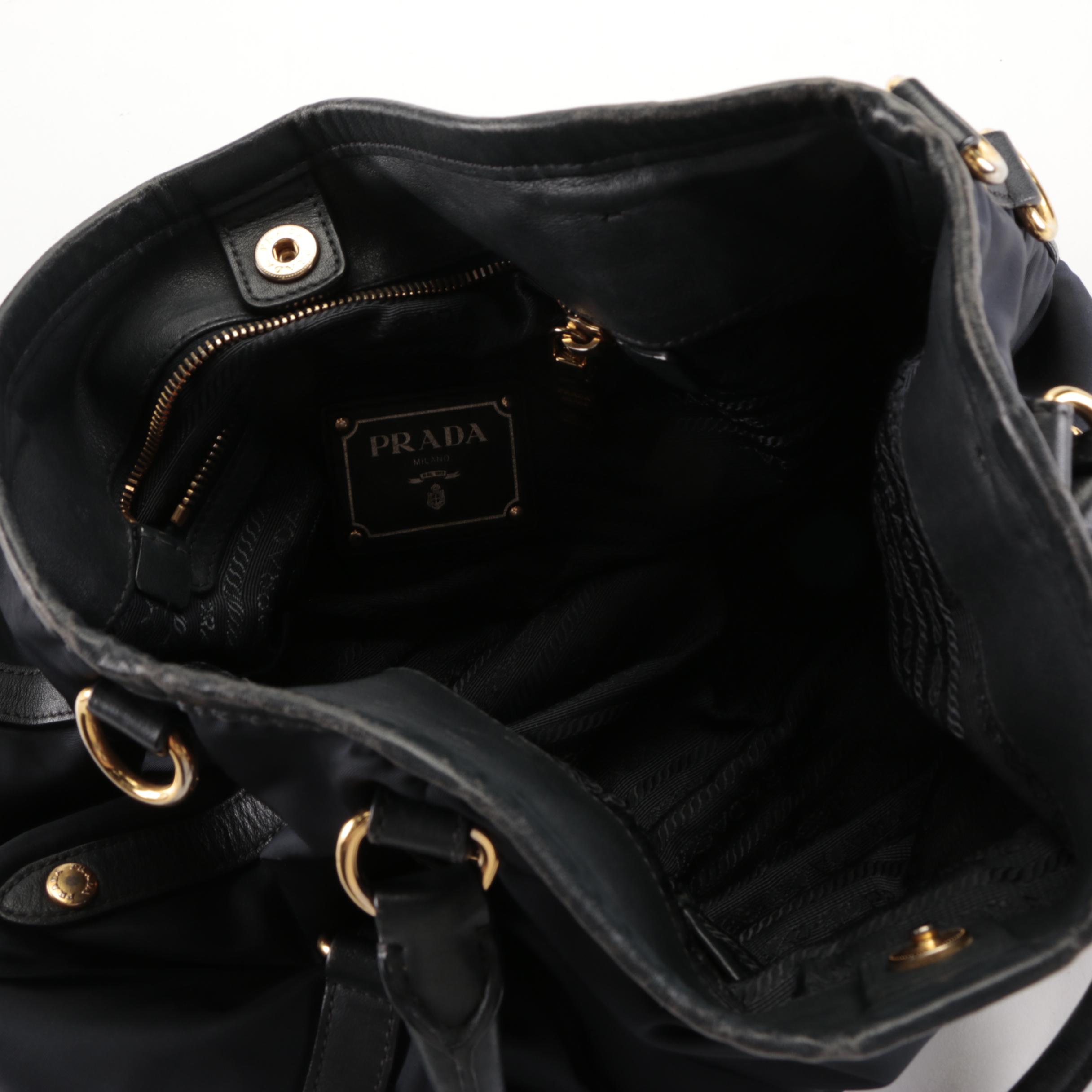 Prada Shoulder Bag in Black Tessuto Nylon and Leather