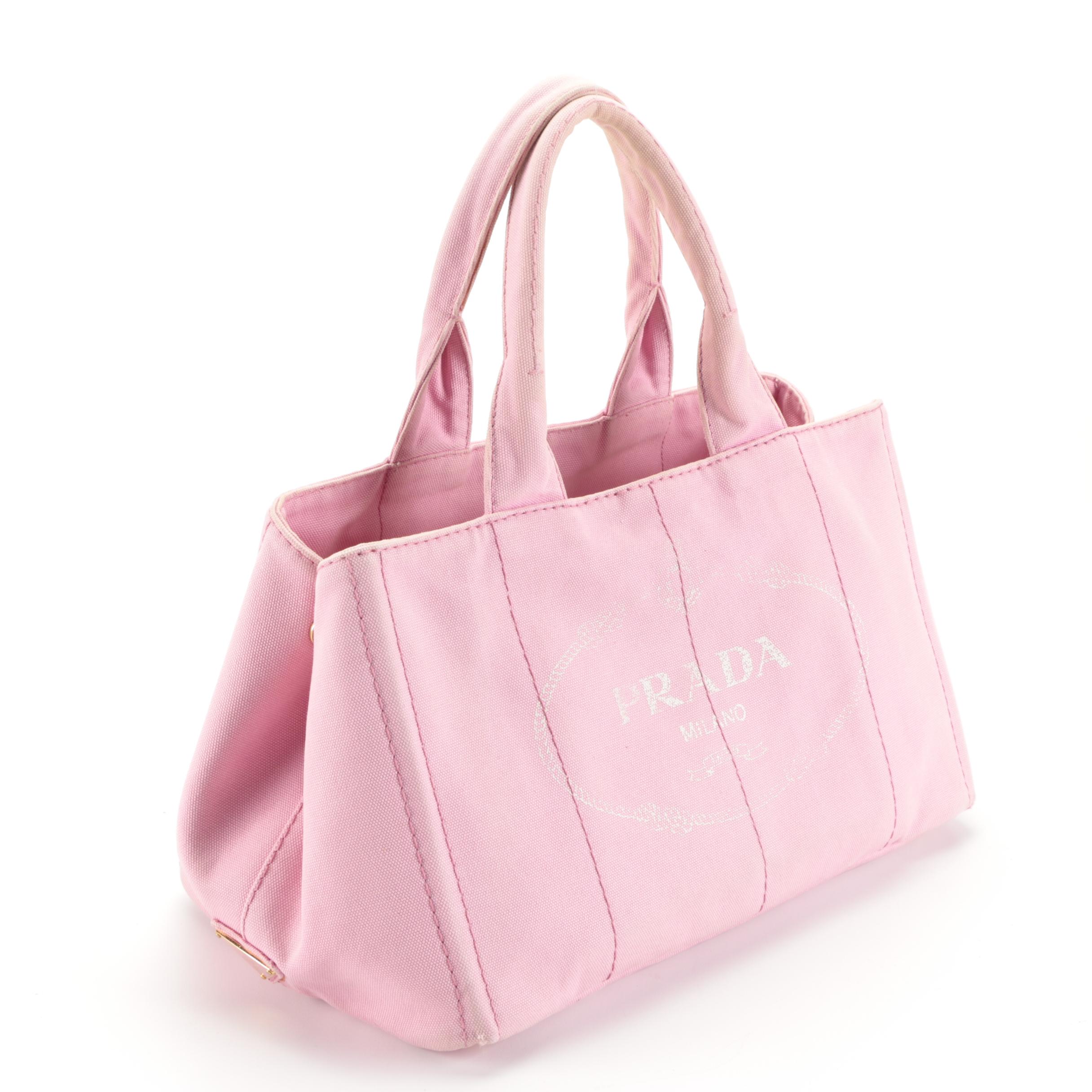 Prada Canapa Logo Large Tote Bag in Pink Canvas
