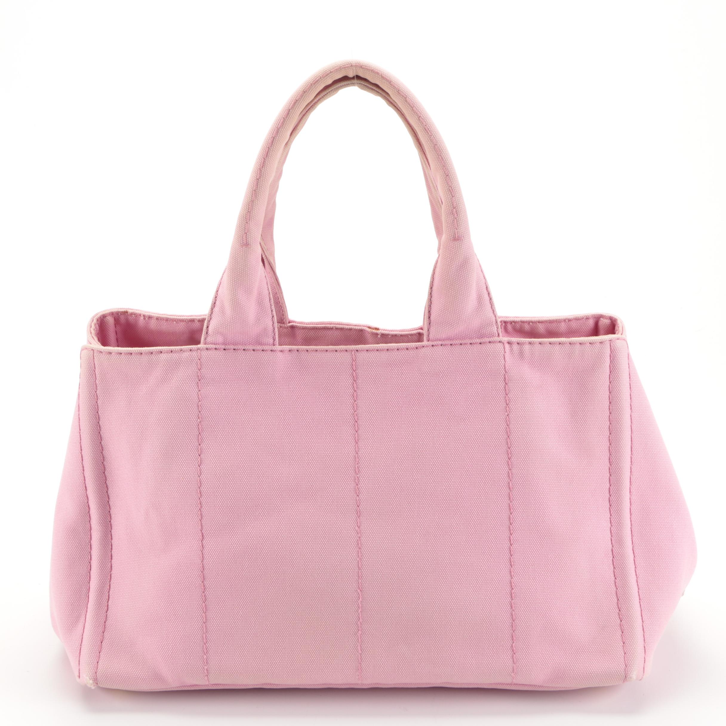 Prada Canapa Logo Large Tote Bag in Pink Canvas