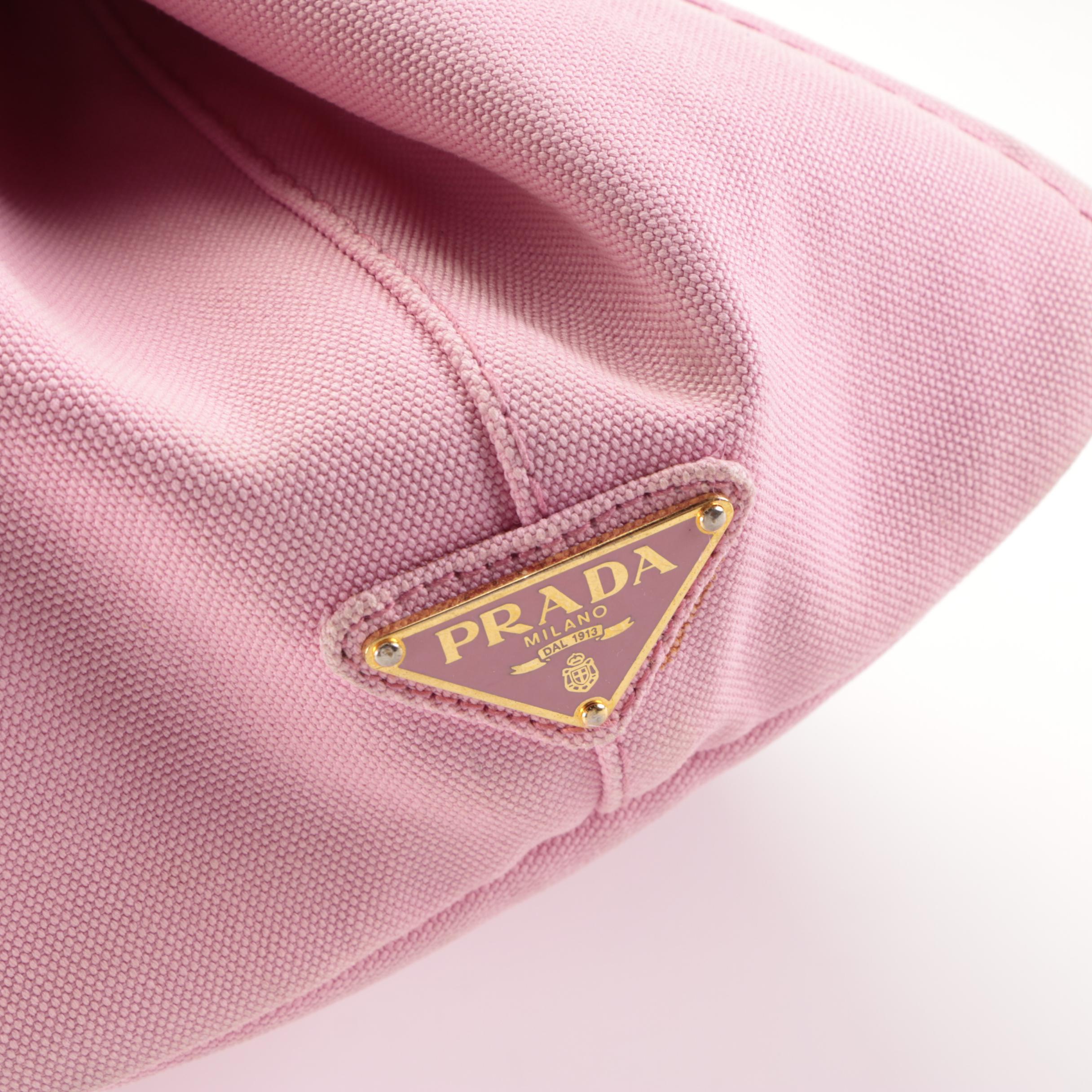 Prada Canapa Logo Large Tote Bag in Pink Canvas