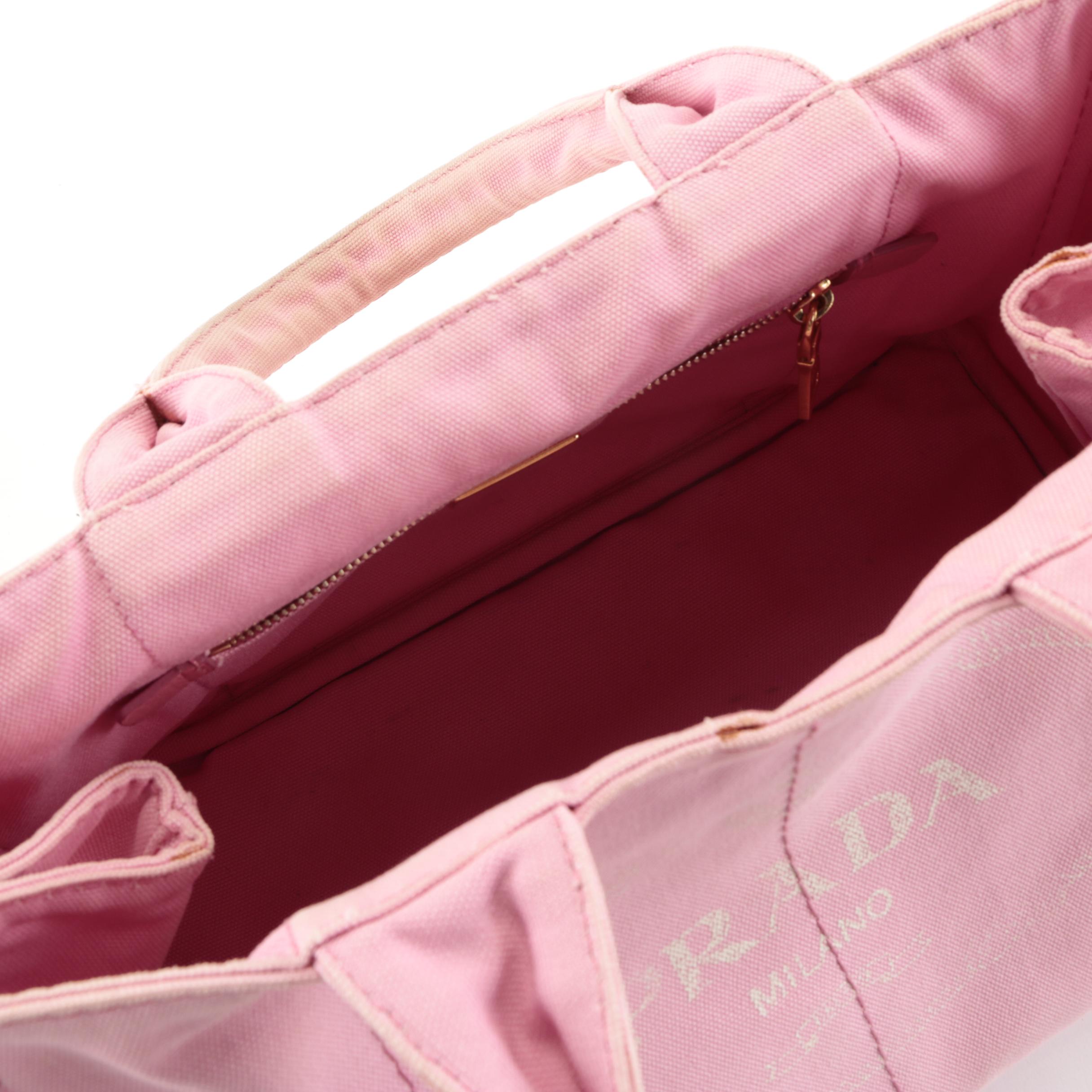 Prada Canapa Logo Large Tote Bag in Pink Canvas