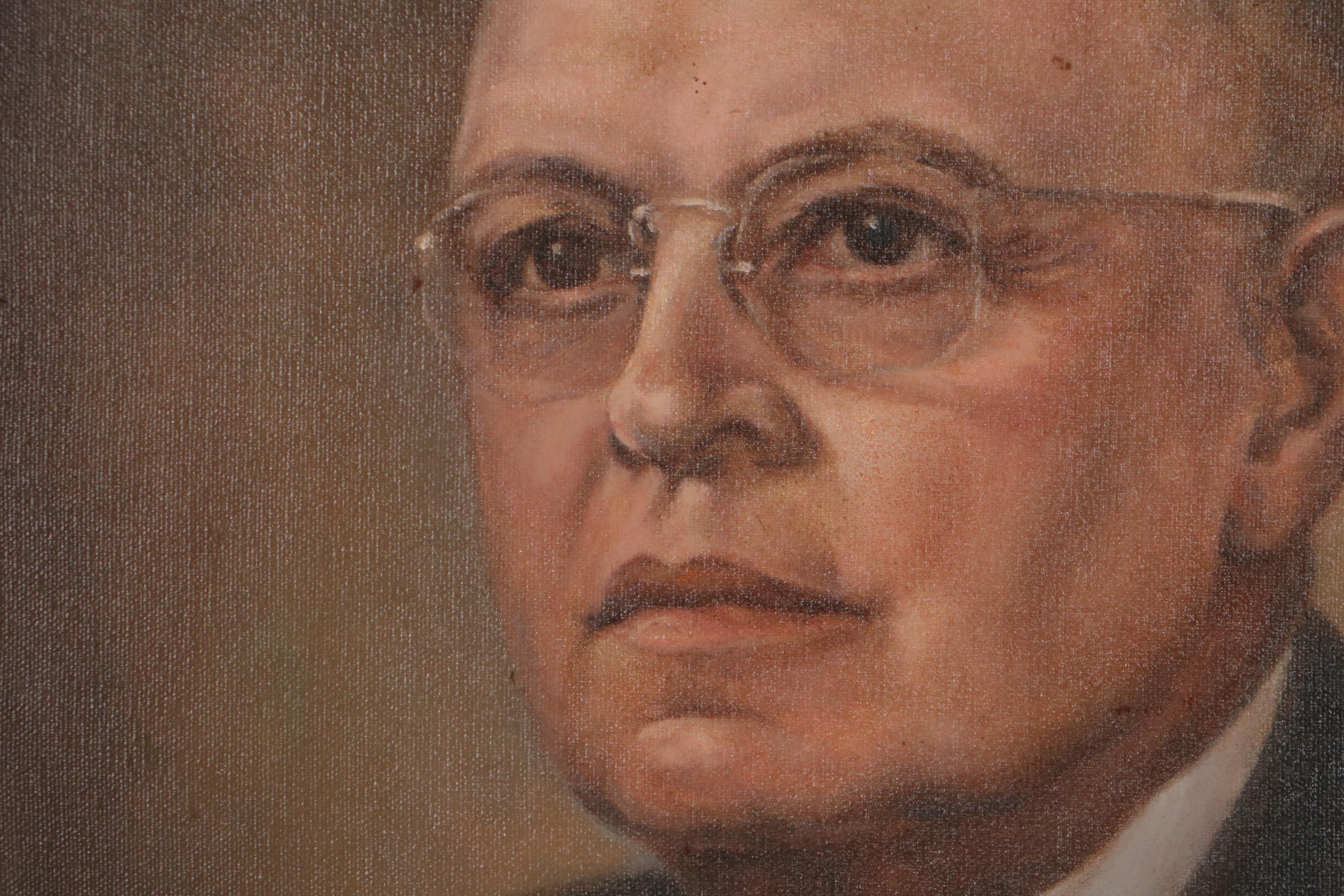 Ann Magruder Oil Portrait of Venerable Man in Suit
