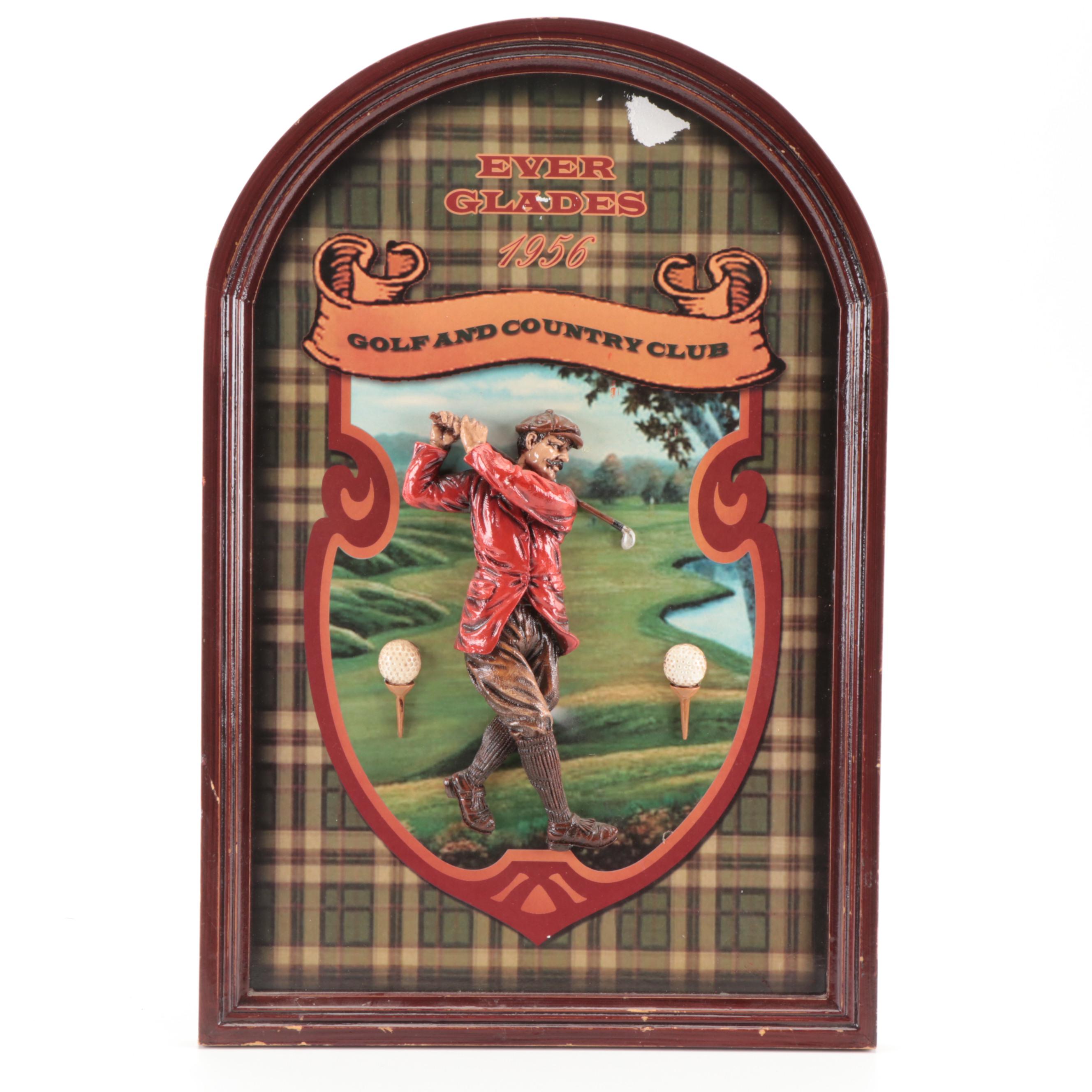 Everglades Golf and Country Club Offset Lithograph Wall Décor with Metal Flags