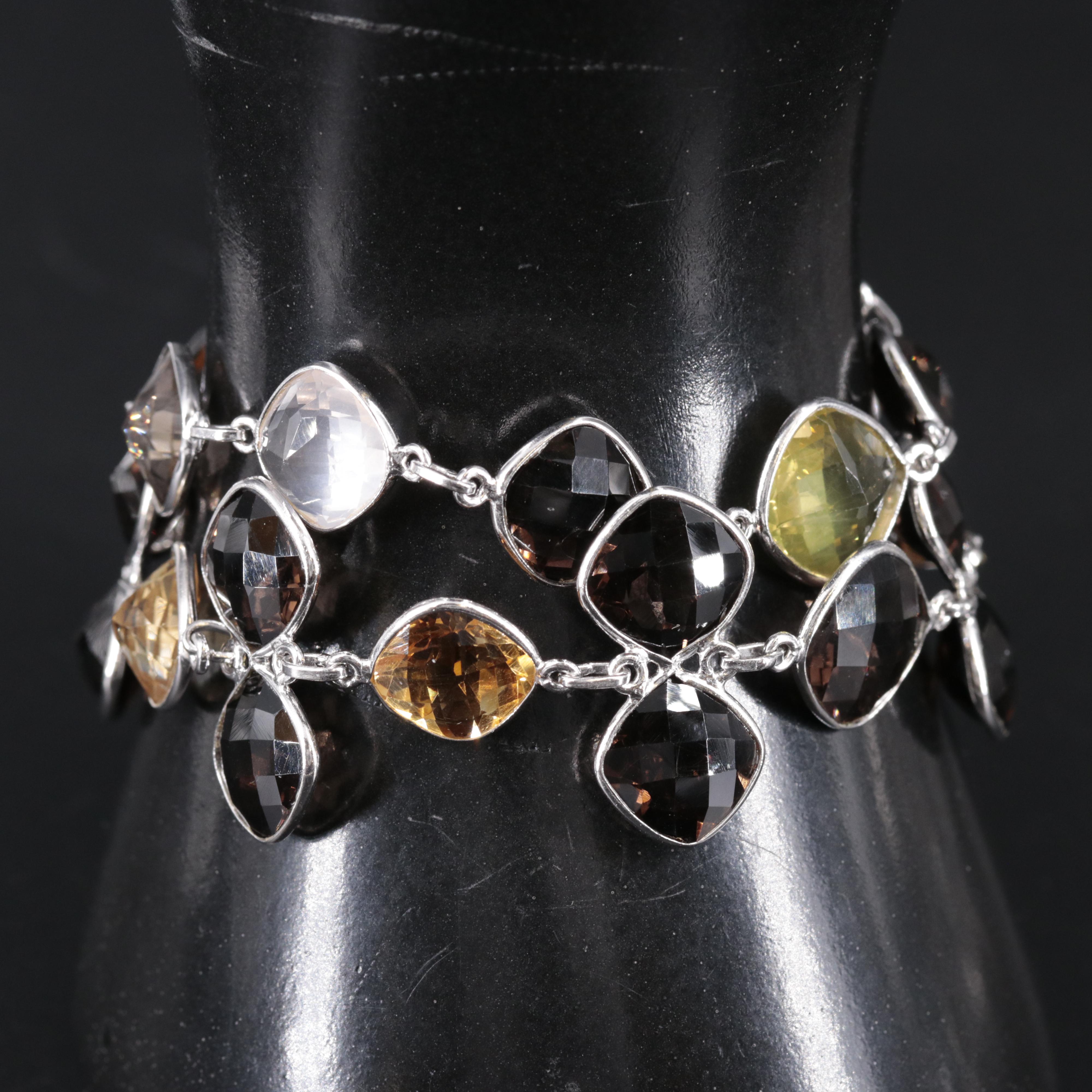 Sterling Silver Bracelet Assortment Including Gemstones