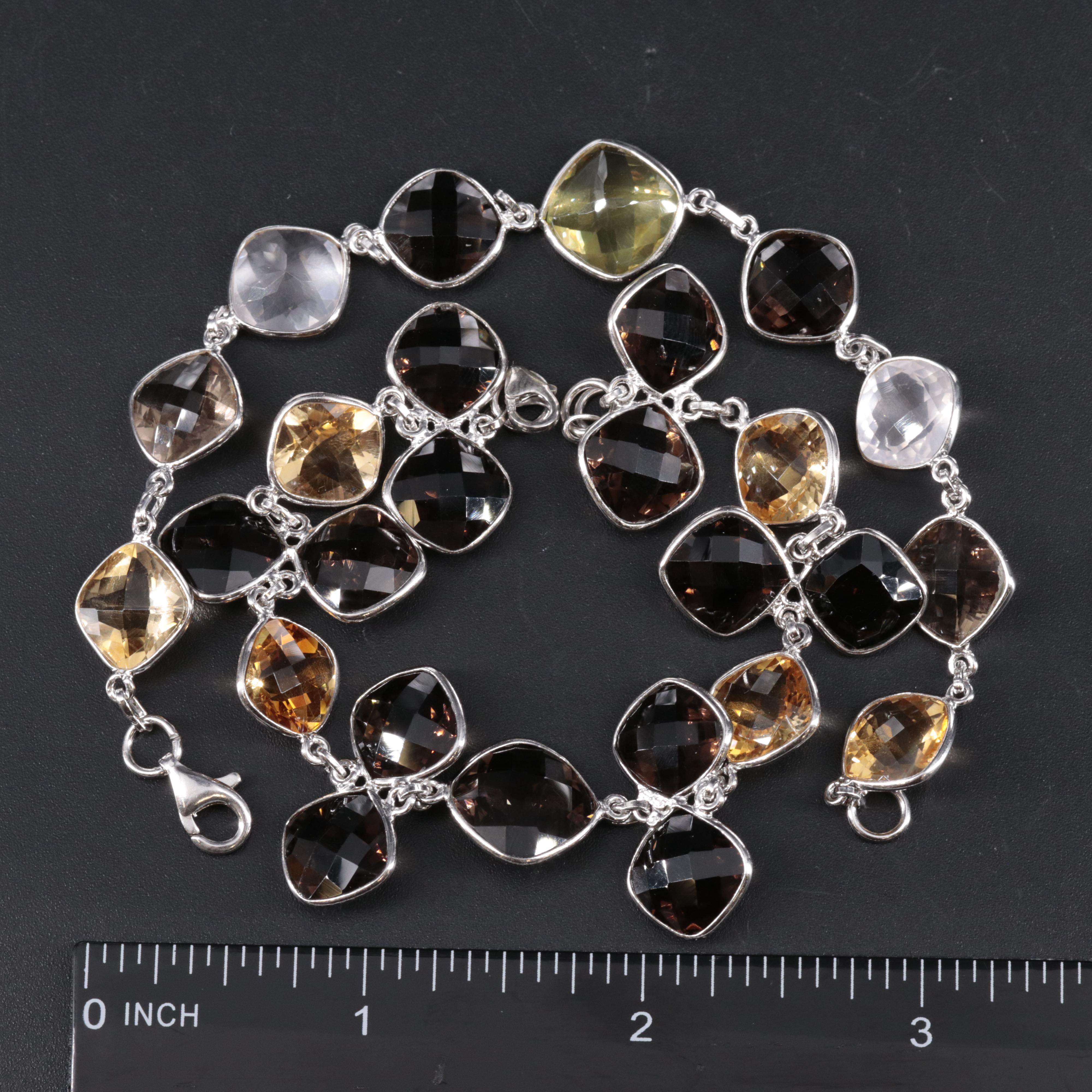 Sterling Silver Bracelet Assortment Including Gemstones