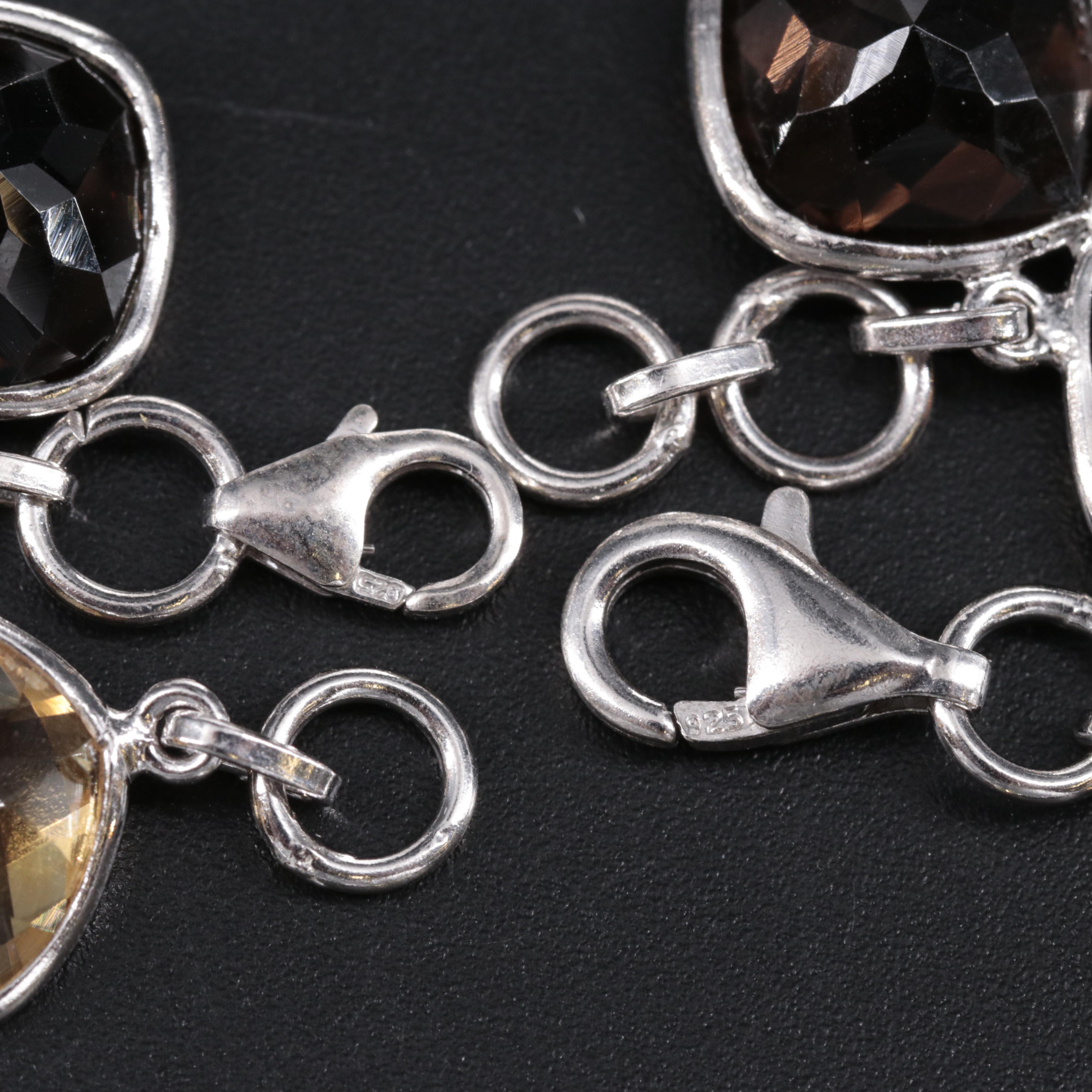 Sterling Silver Bracelet Assortment Including Gemstones