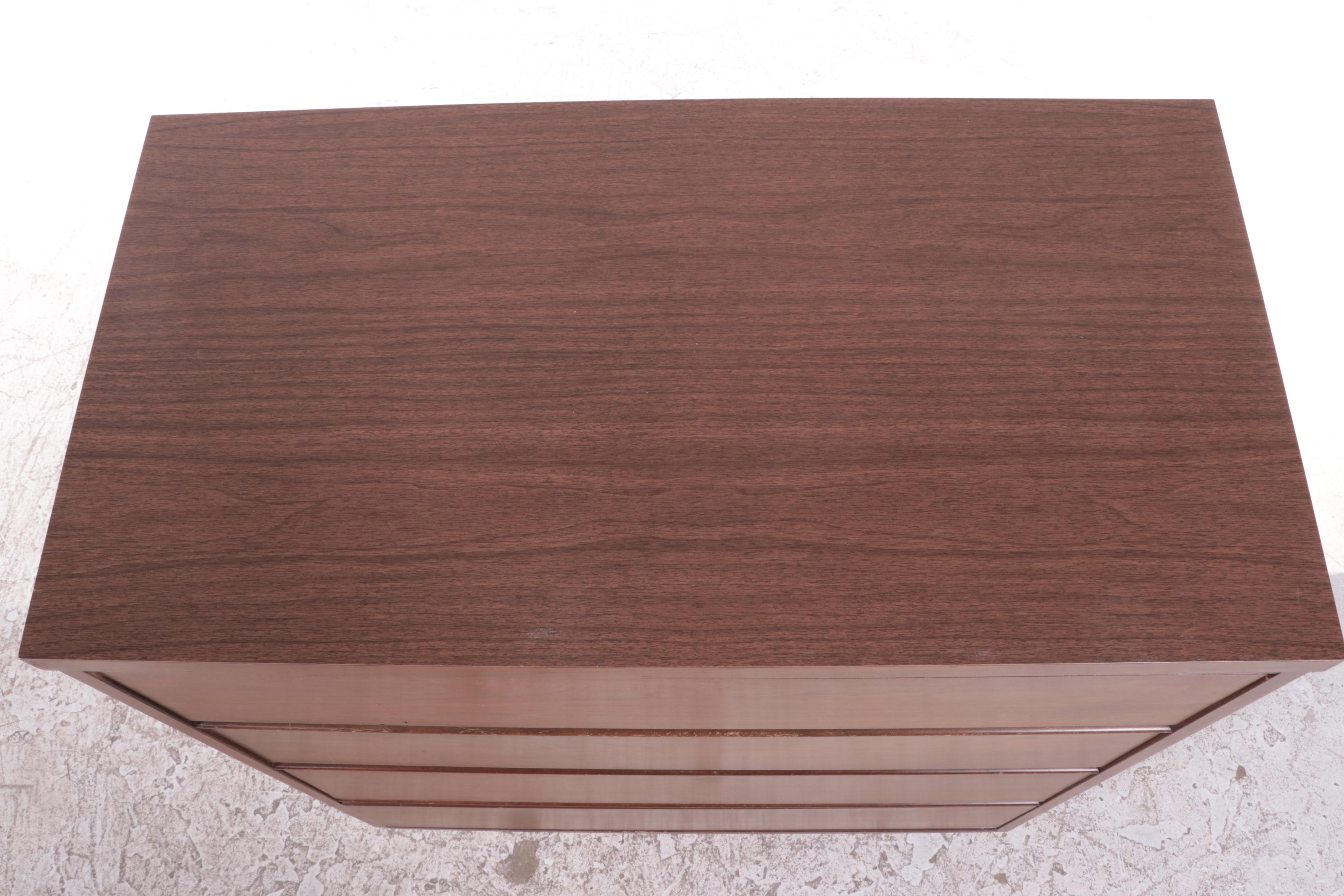 Mid Century Modern Walnut and Laminate Top Four-Drawer Chest