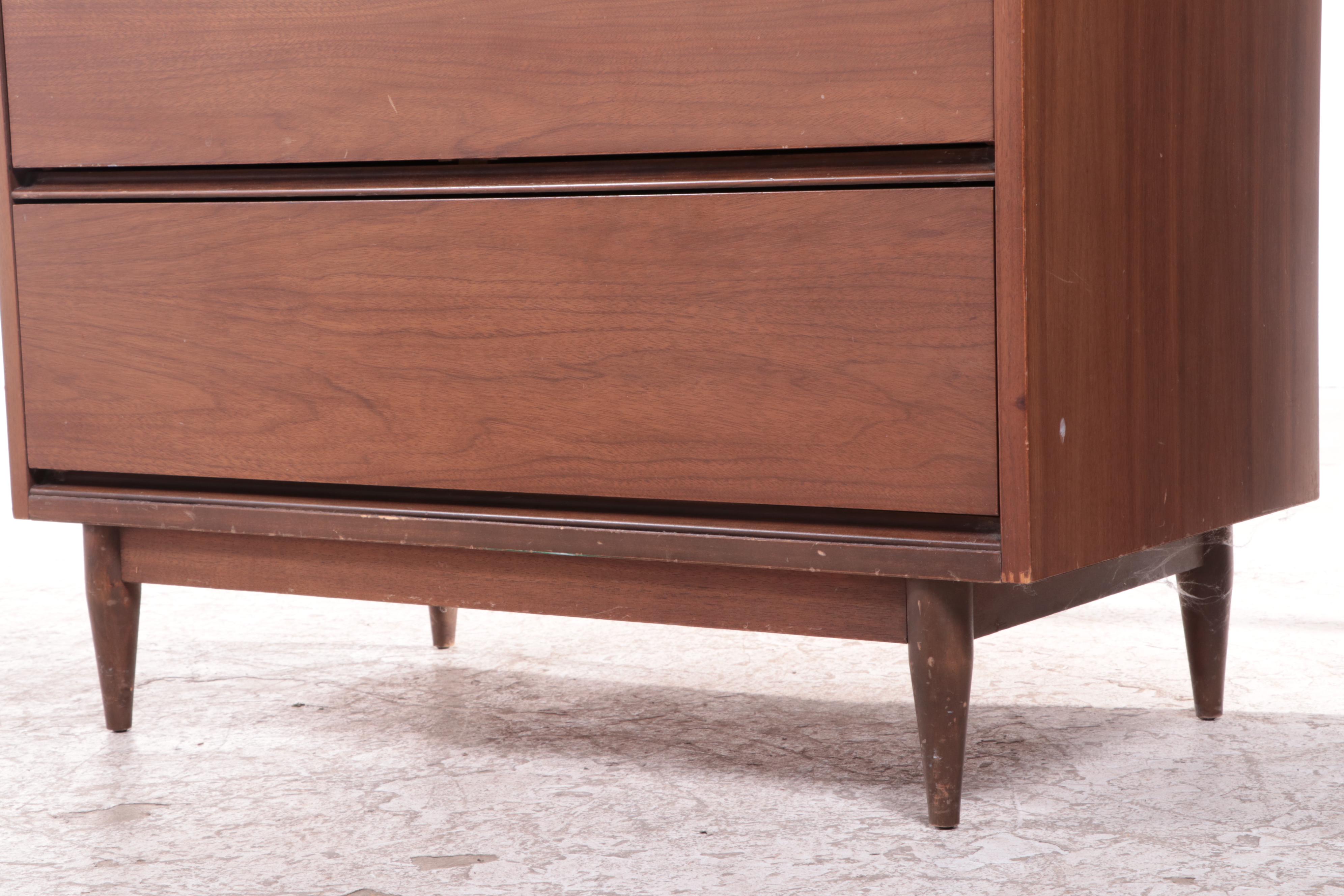 Mid Century Modern Walnut and Laminate Top Four-Drawer Chest