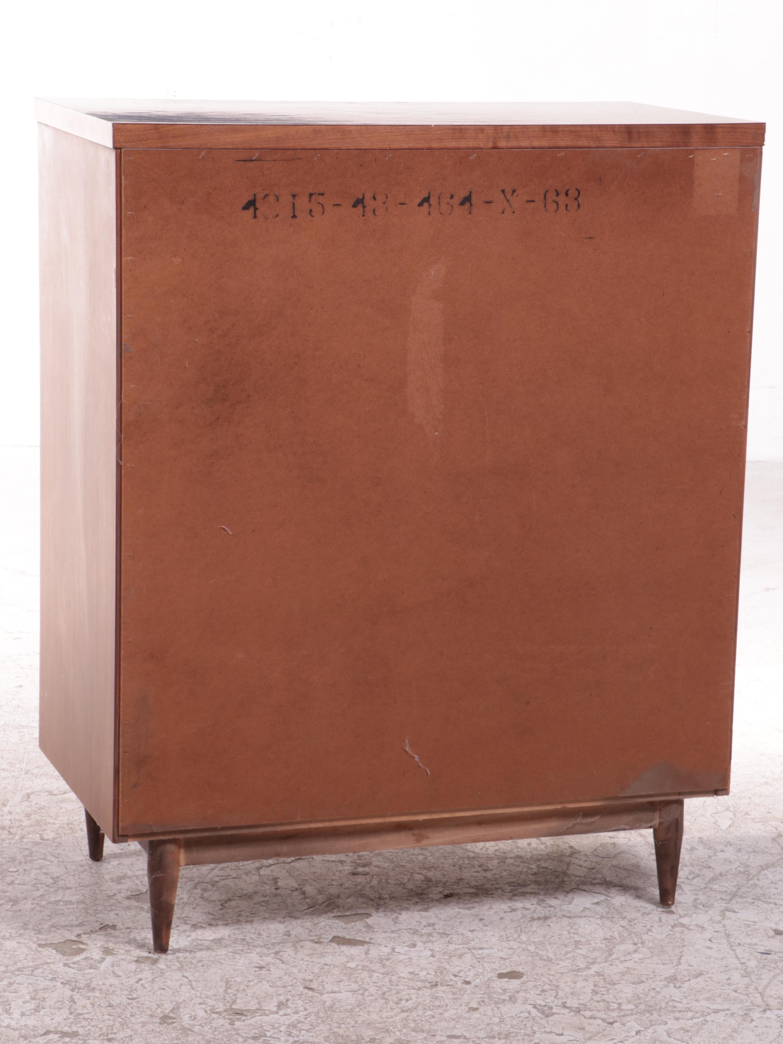 Mid Century Modern Walnut and Laminate Top Four-Drawer Chest